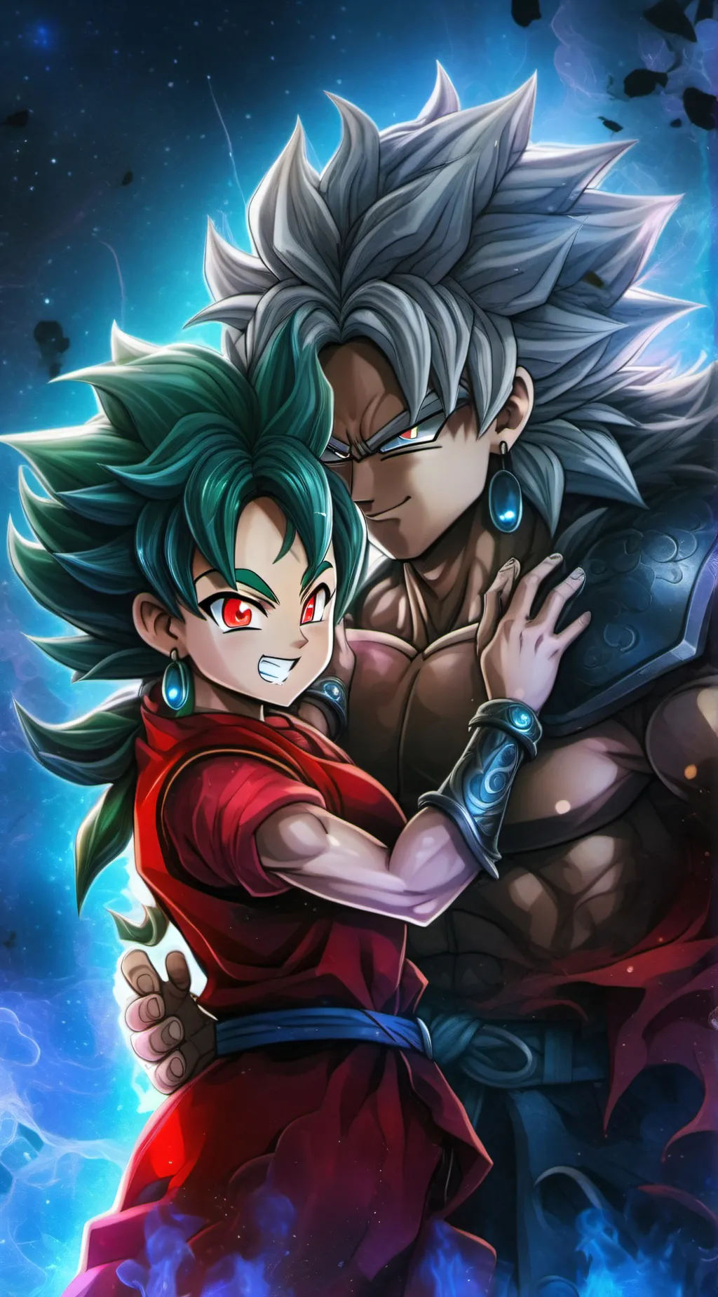 ai character: broly and cheelai  background