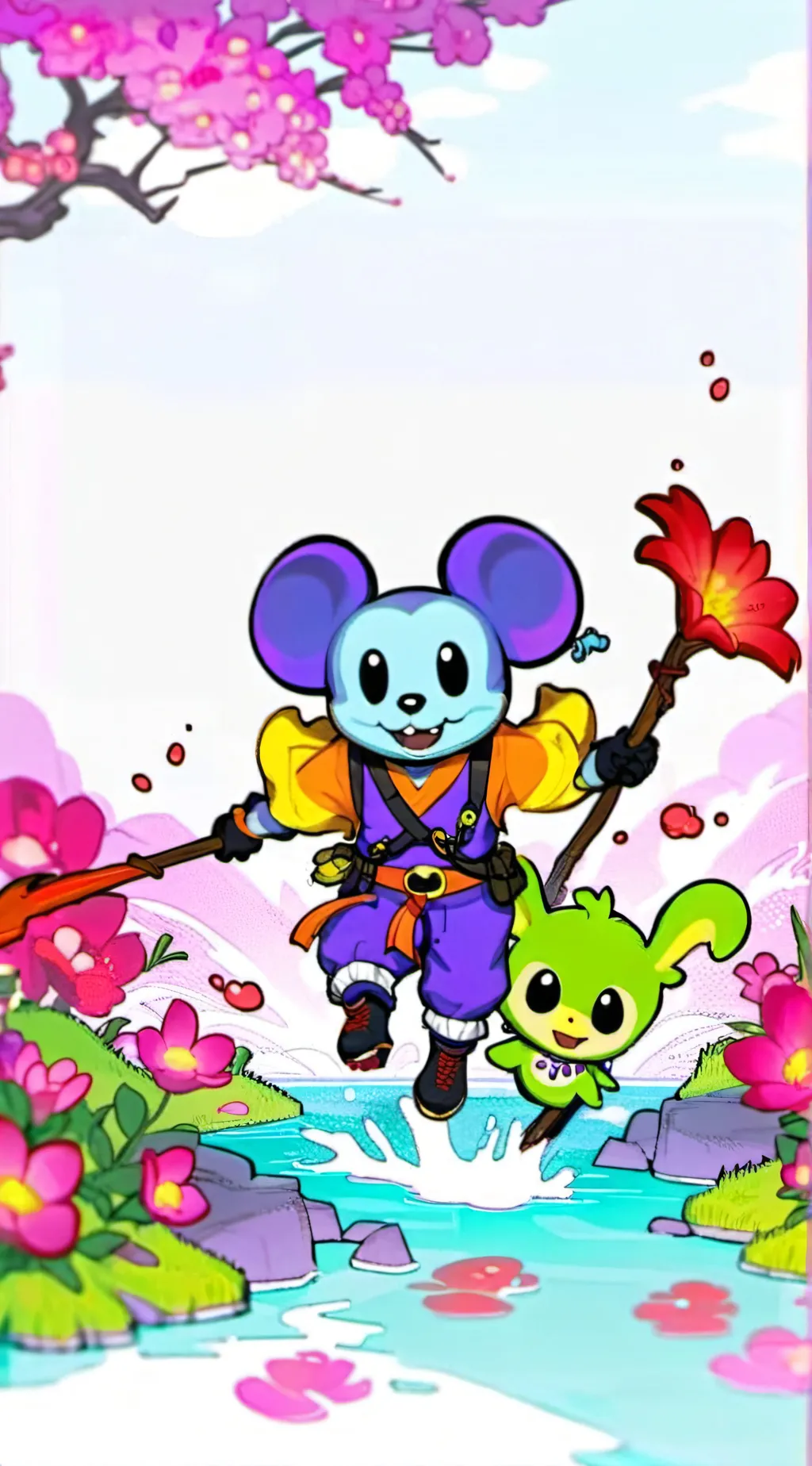 ai character: Smiling critters background