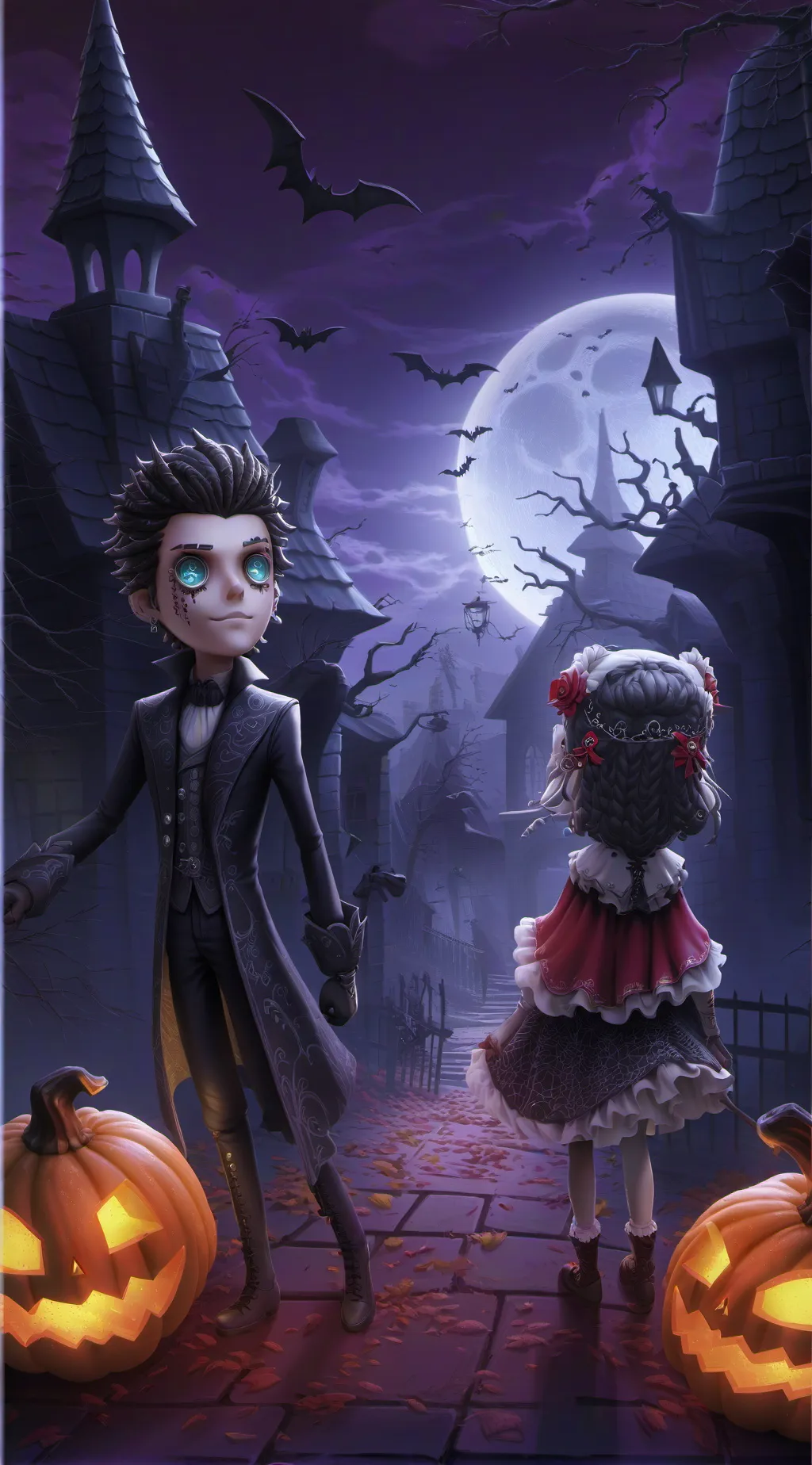 ai character: Halloween Town background