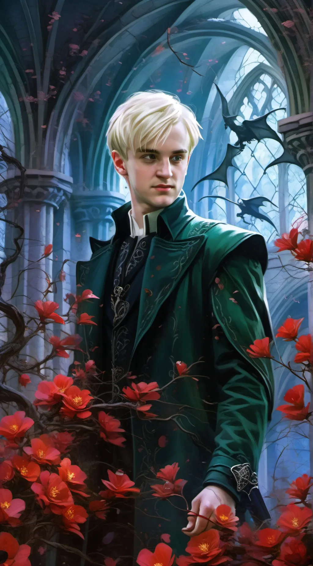 ai character: 💚🐍Draco Malfoy 🐍💚 background