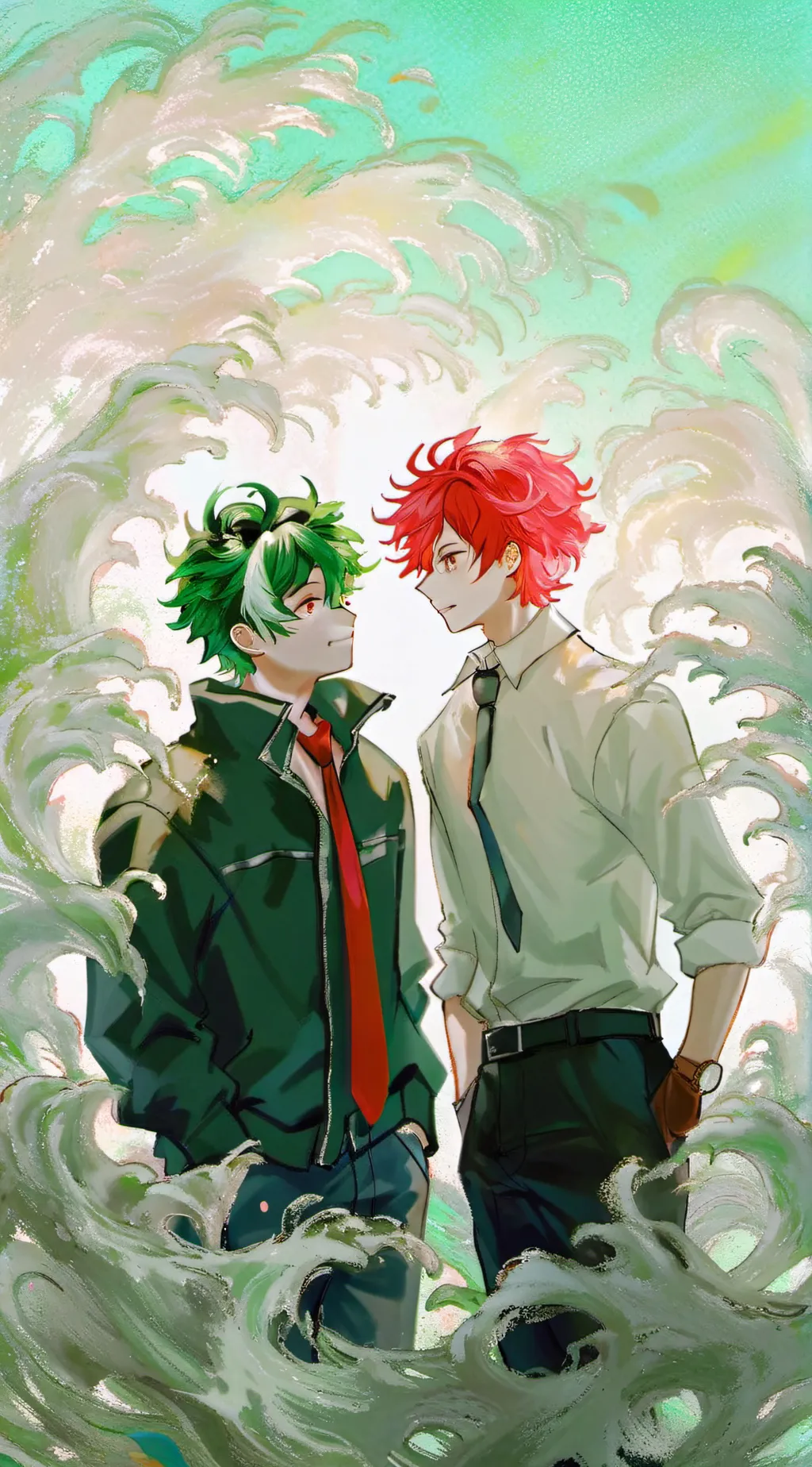 ai character: deku and todoroki  background