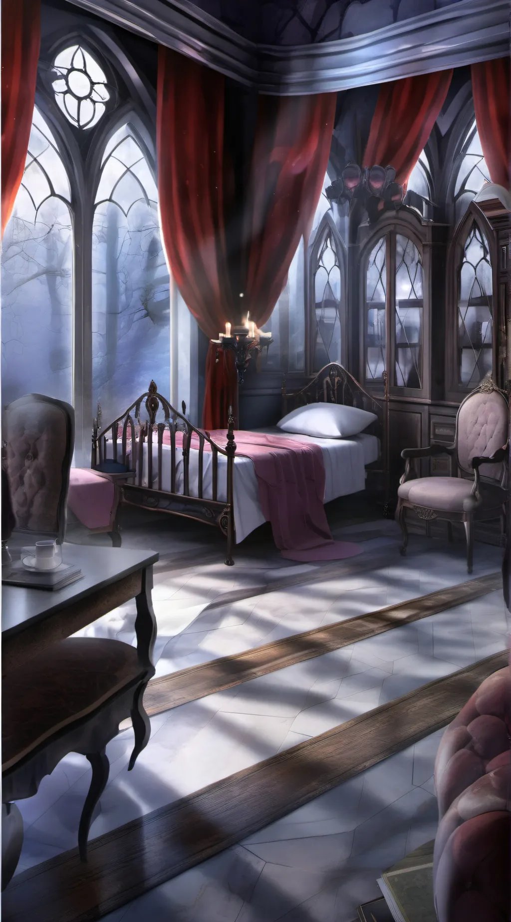 ai character: Mha scary house  background