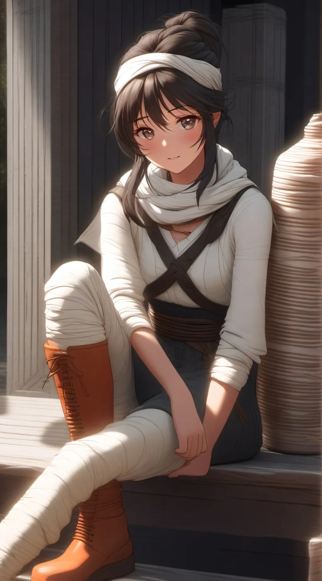 ai character: mummy boots girl background
