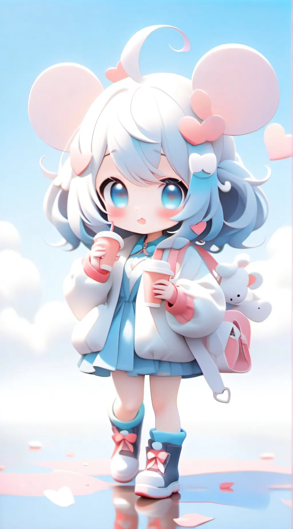 ai character: <3 pretty background