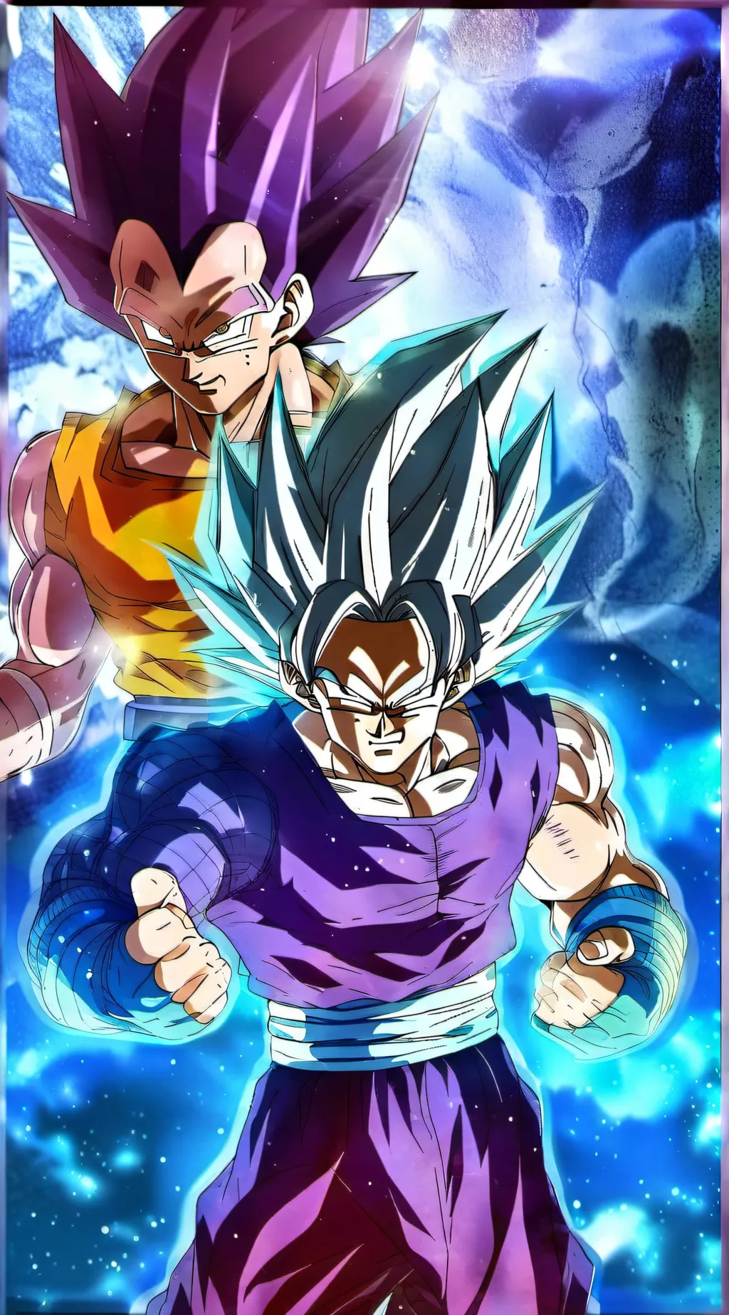 ai character: UI GOKU X VEGETA background