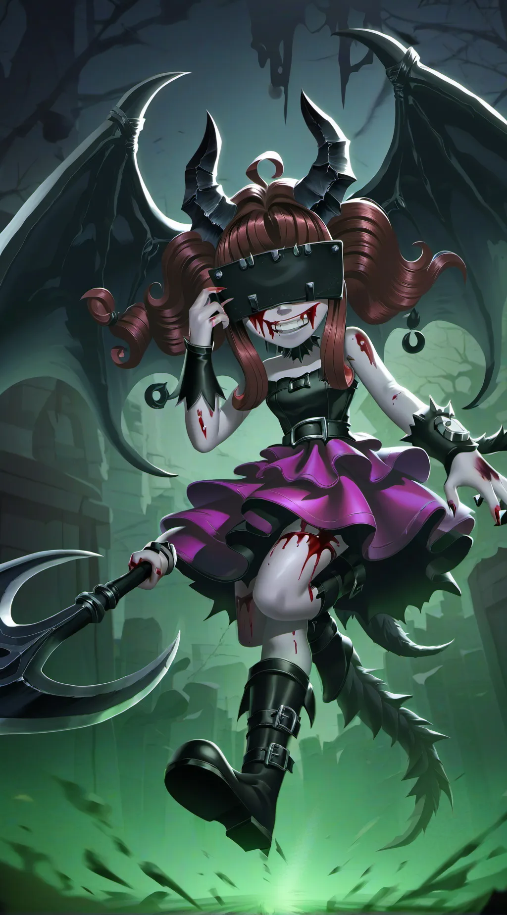 ai character: Demon Miss happy background