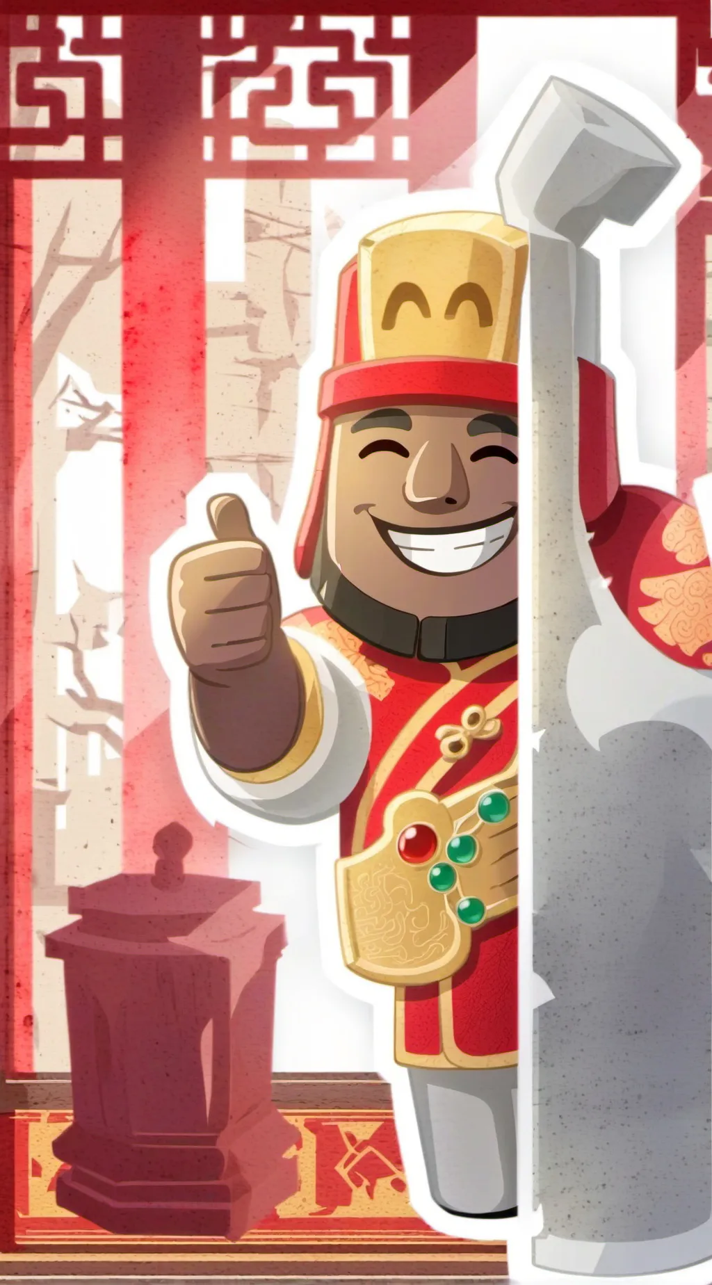 ai character: chinese thumbs guy background