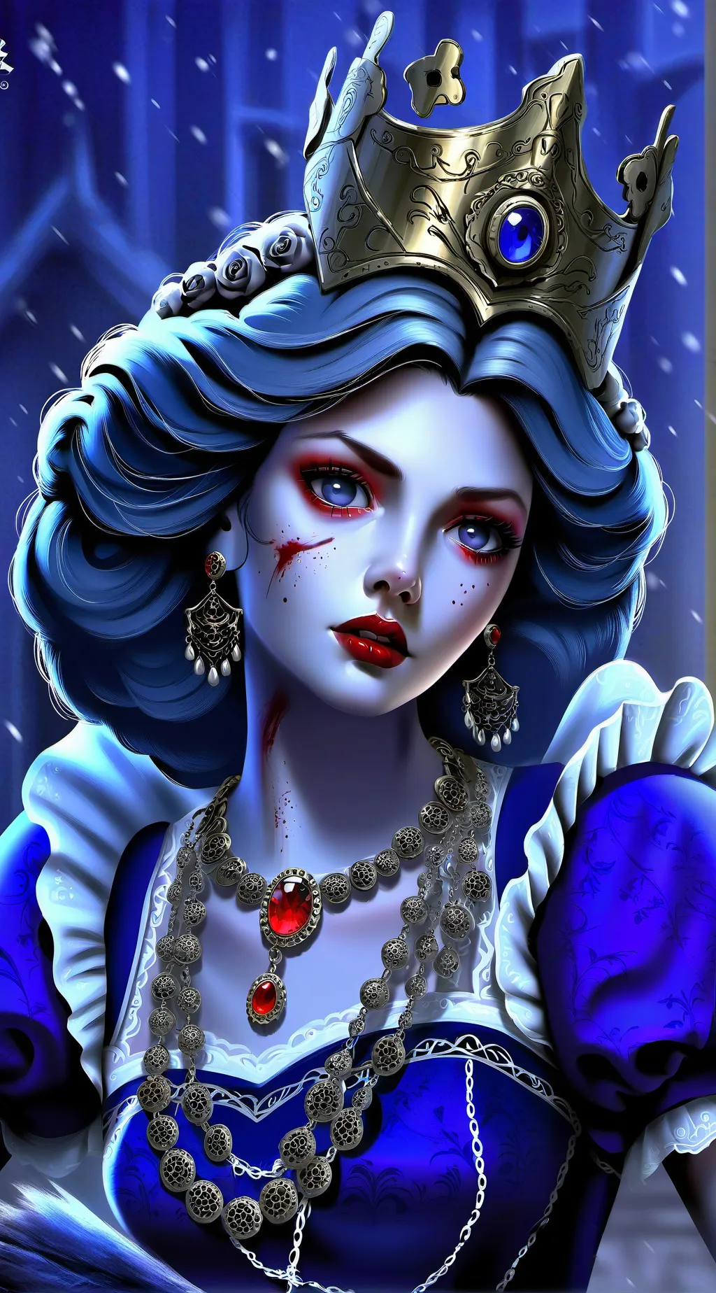 ai character: Zombie Snow White  background