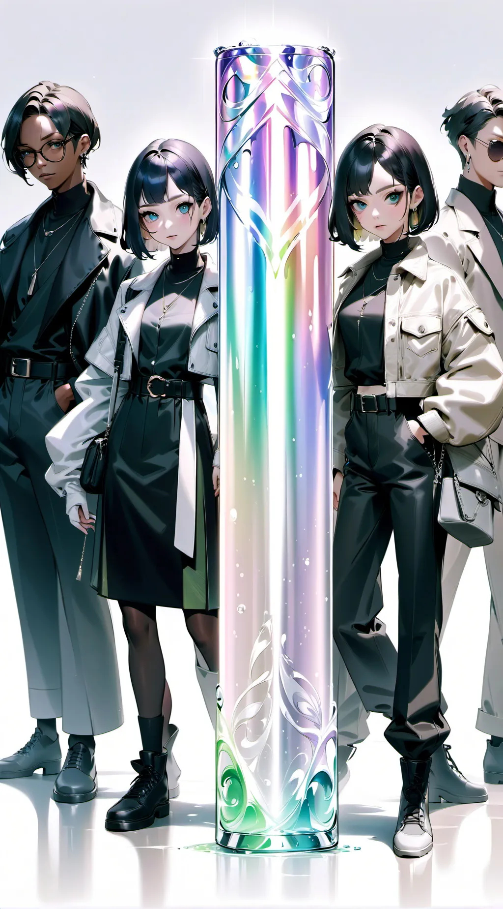 ai character: David,Jake,Mel,sky background
