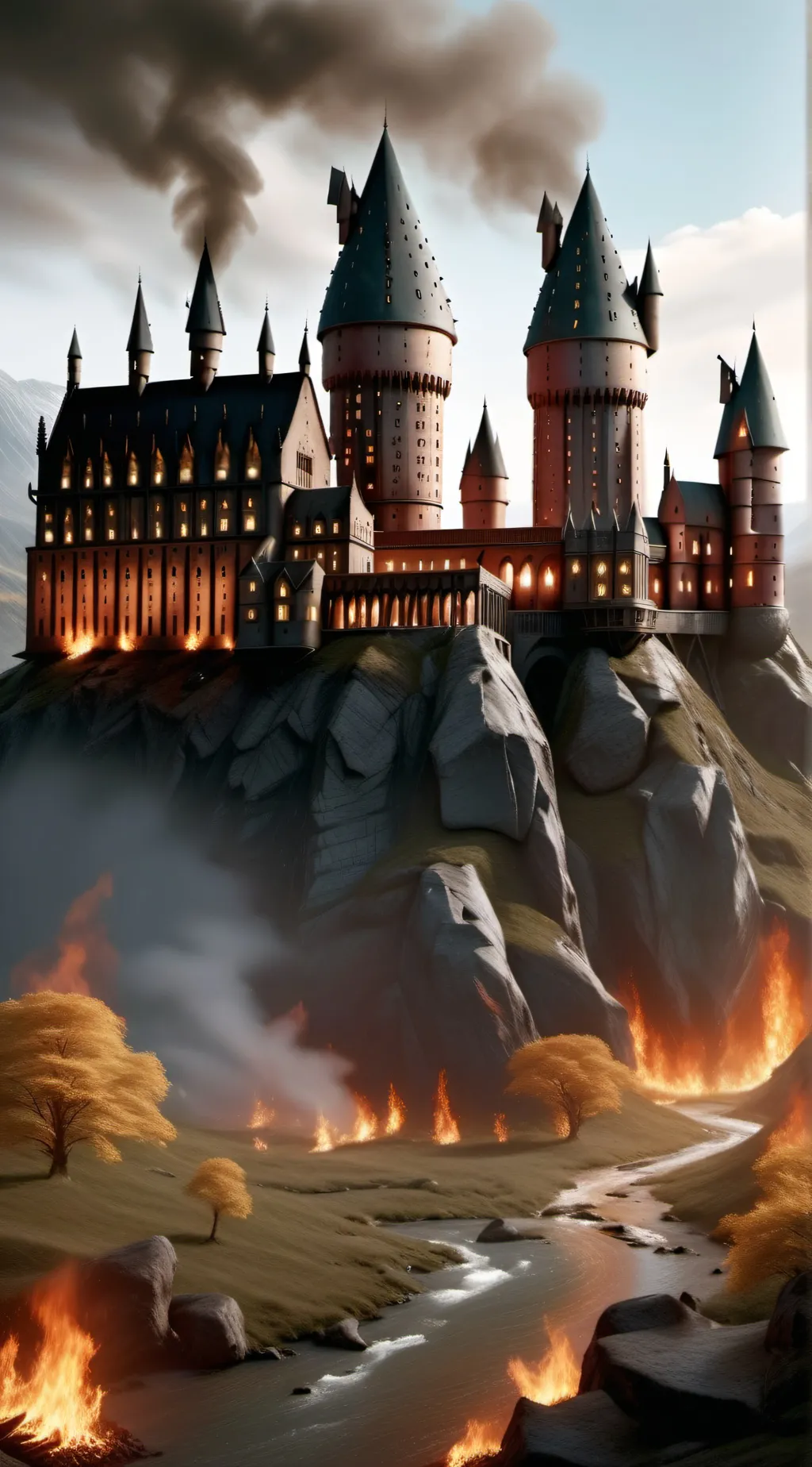 ai character: Hogwarts Fire background