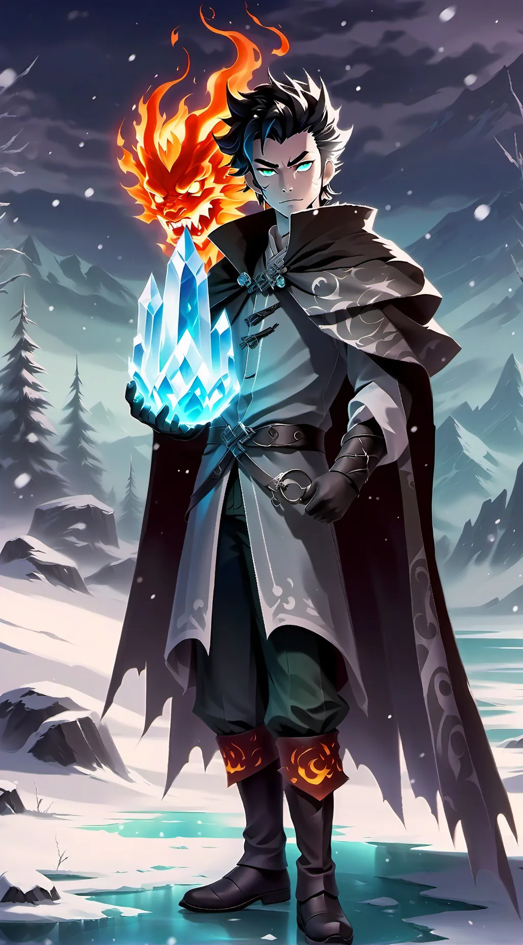 ai character: icefire god background