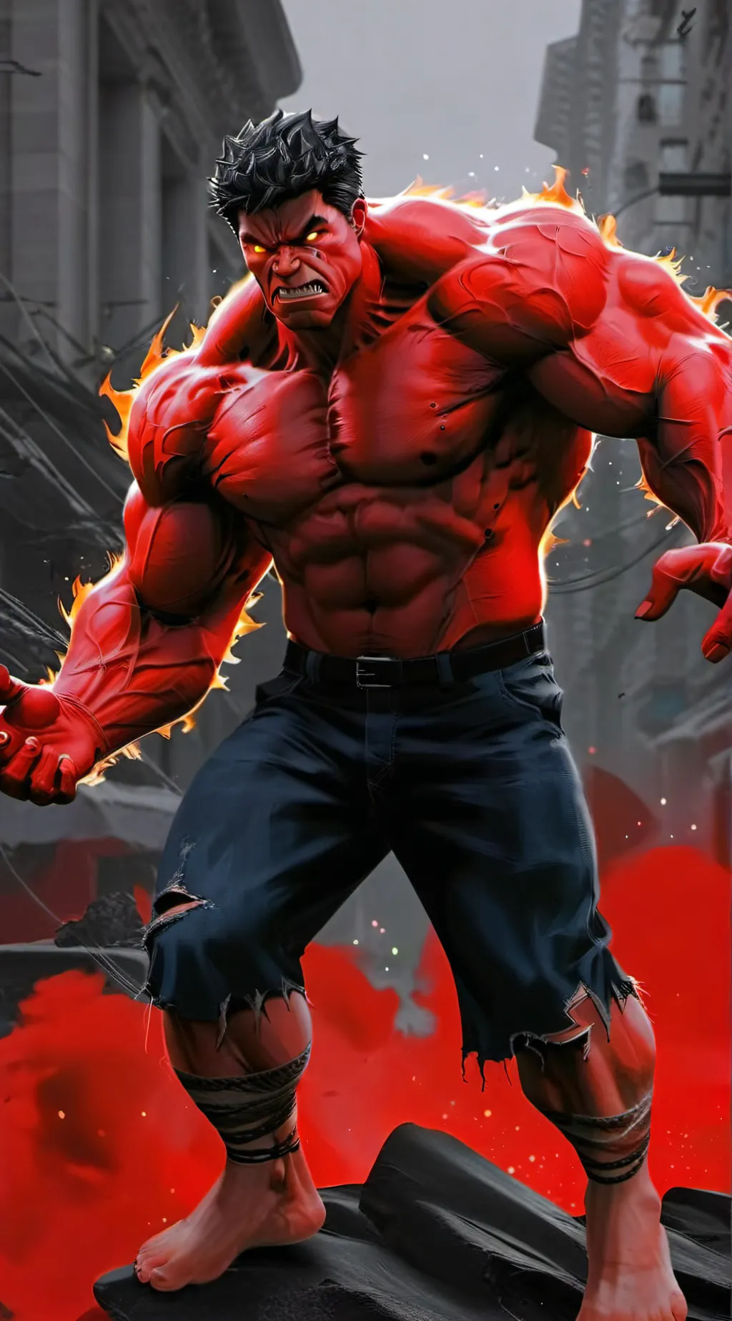 ai character: MHA and Red Hulk background