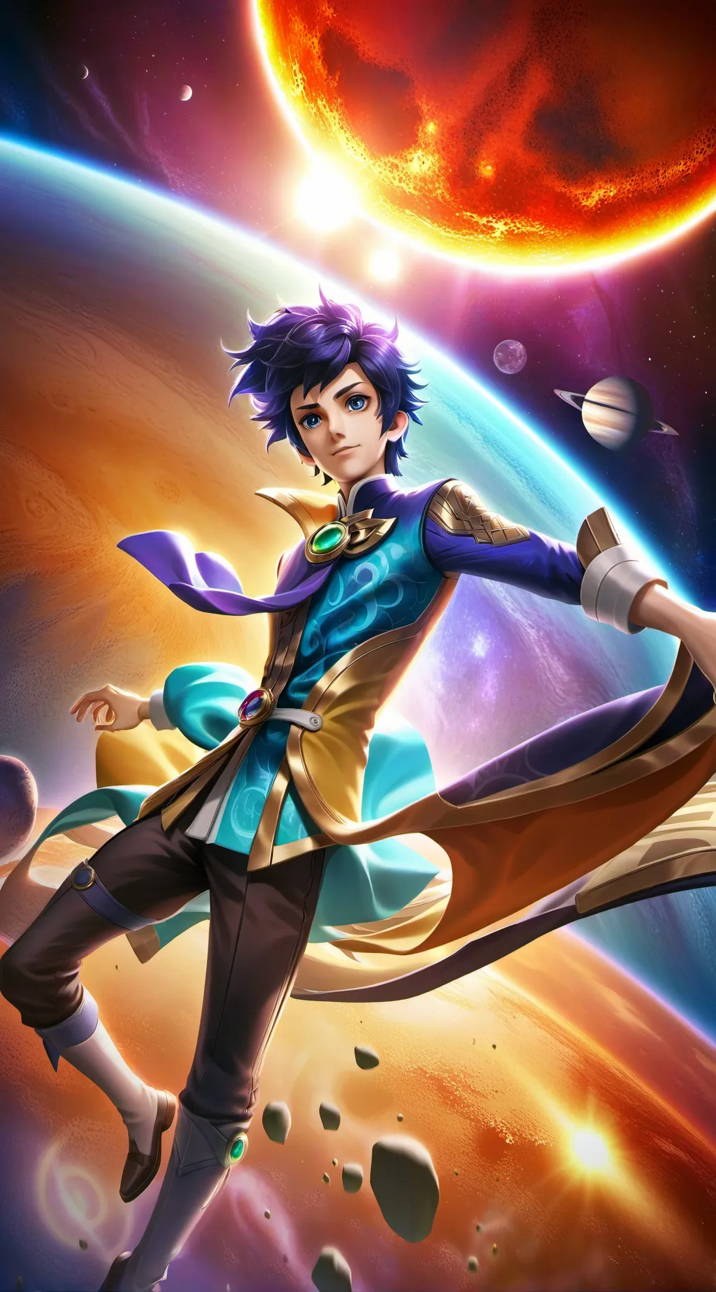 ai character: Austin (w/ planet) background