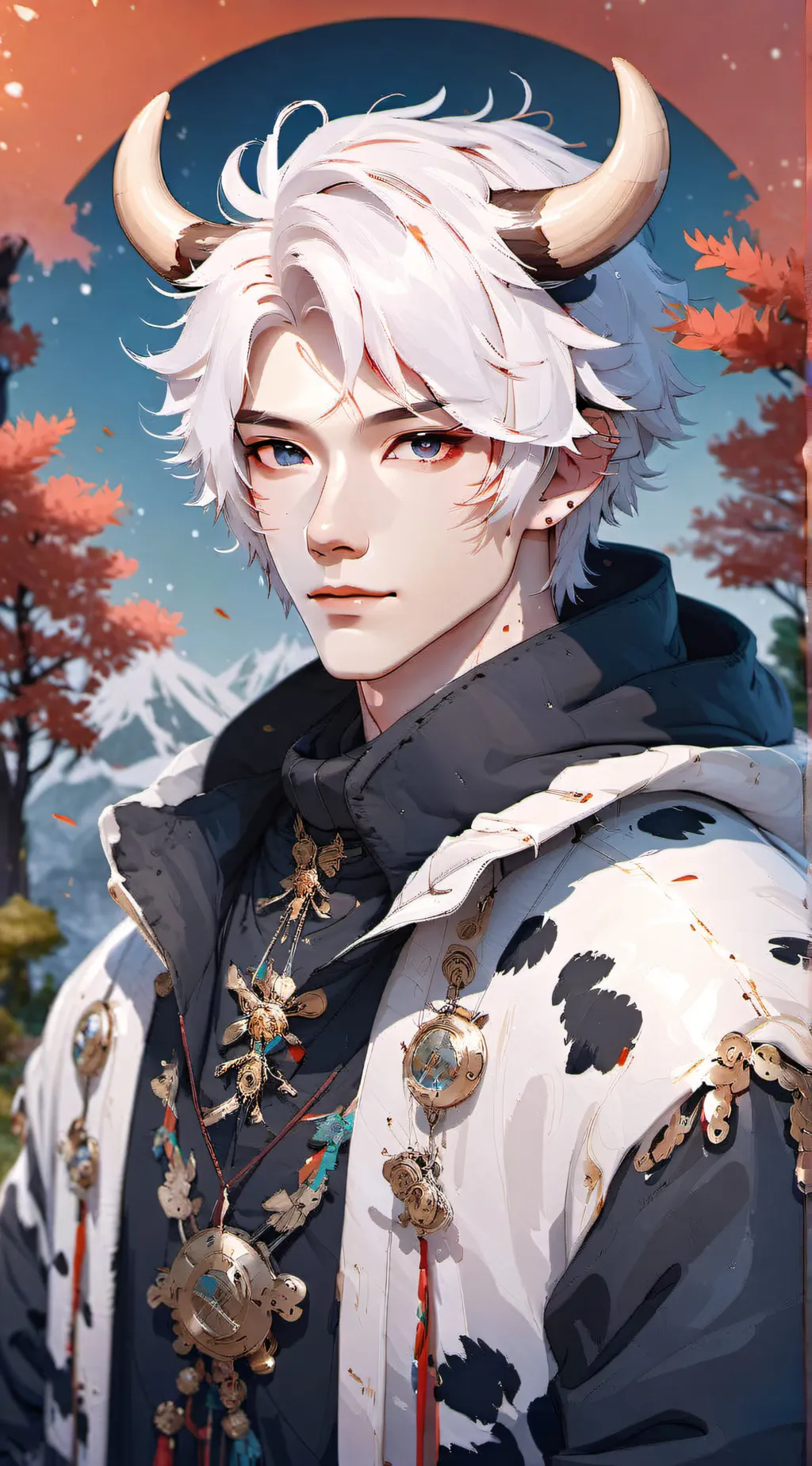 ai character: Anthro Cow Shiro background