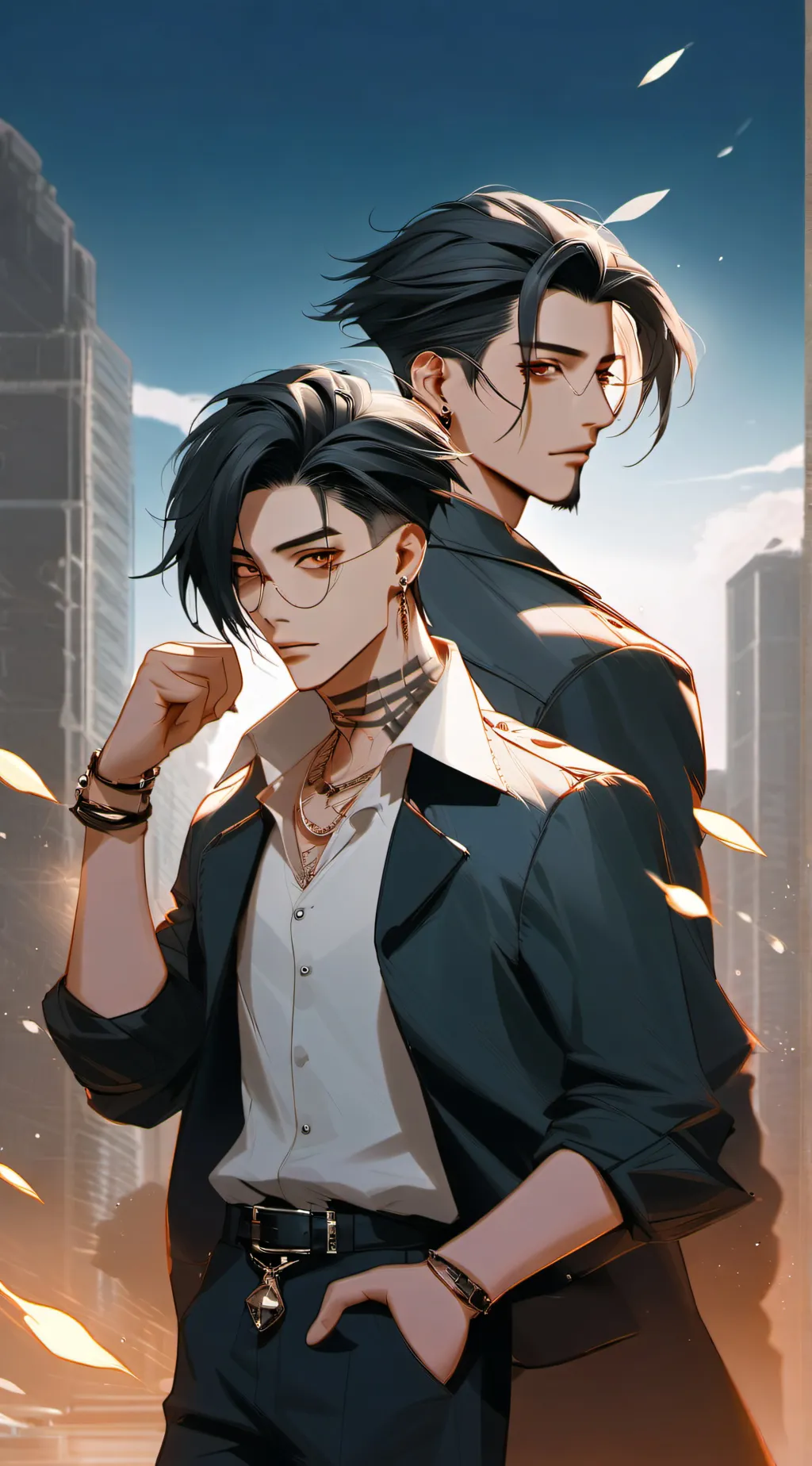 ai character: Aaron and Andrew  background