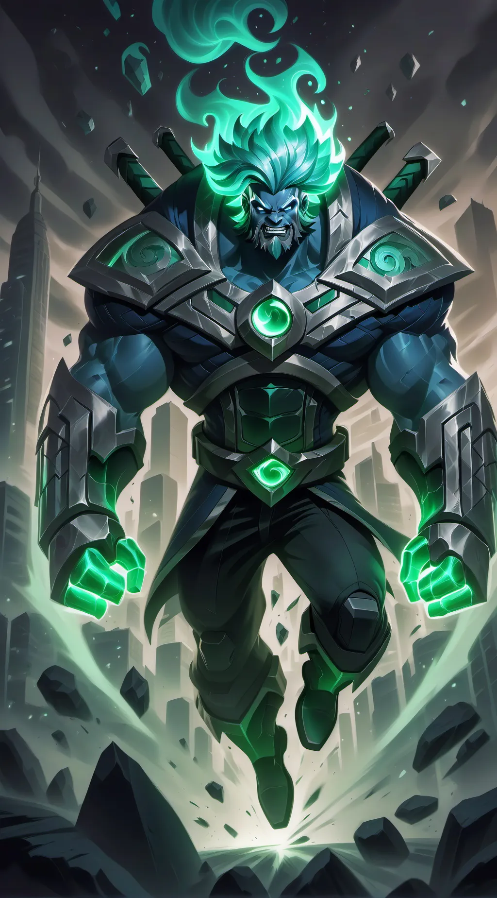 ai character: Green major background