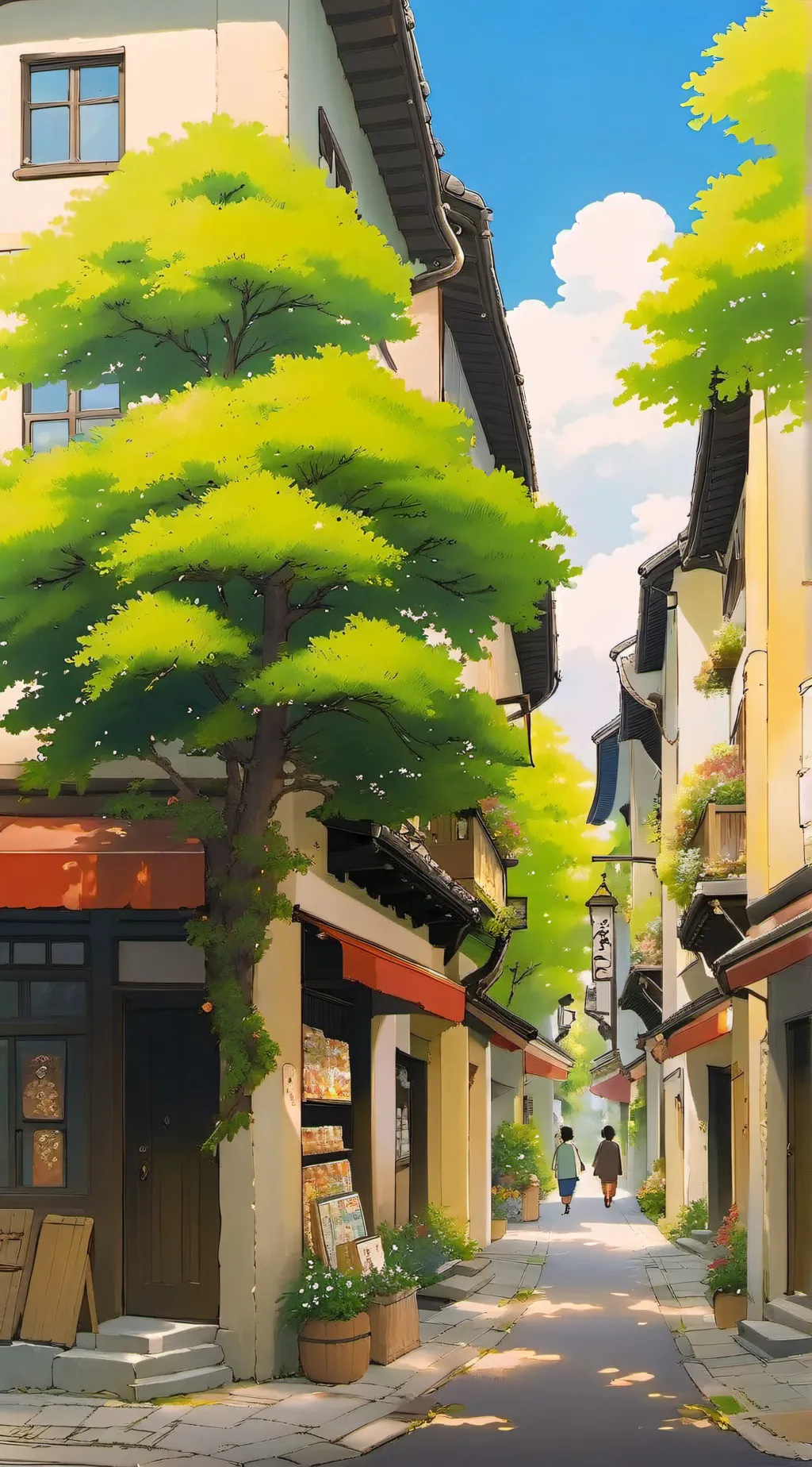 ai character: Mha visit a town  background