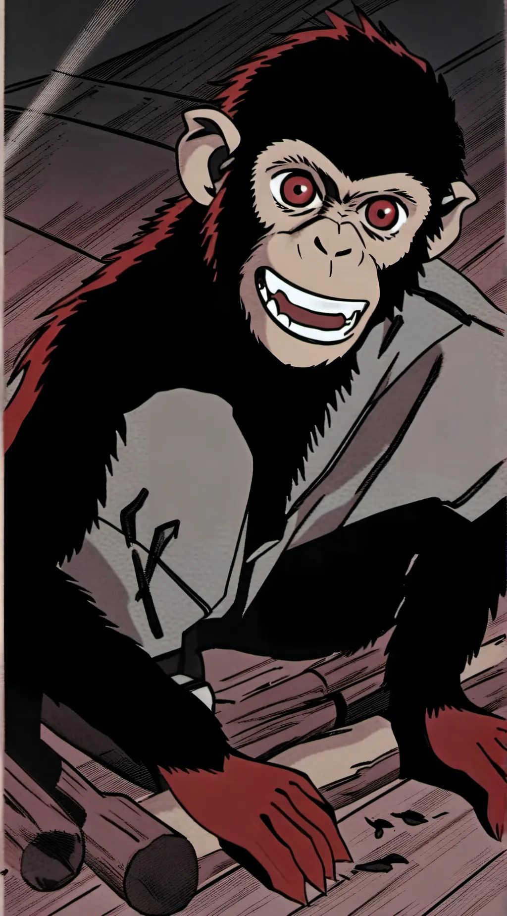 ai character: Red monkey. background