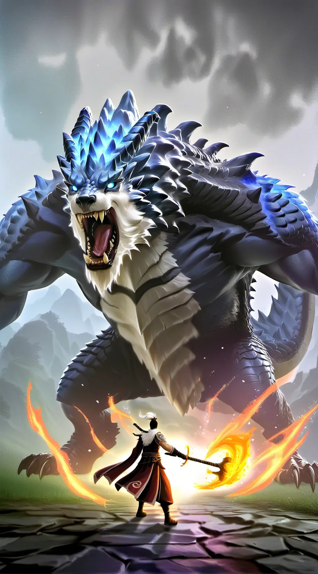 ai character: dragon dog background