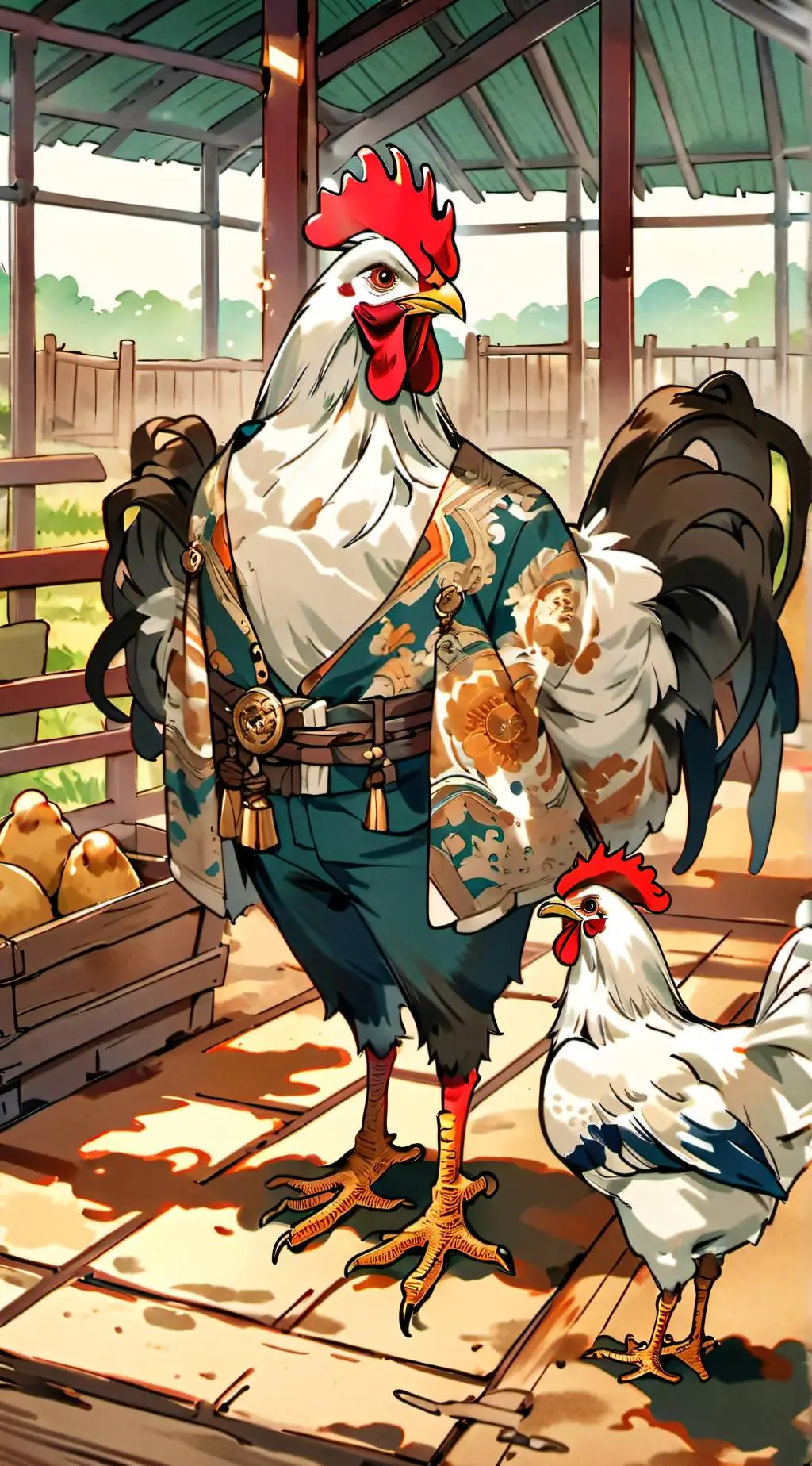 ai character: 🐓Father chicken🐓 background