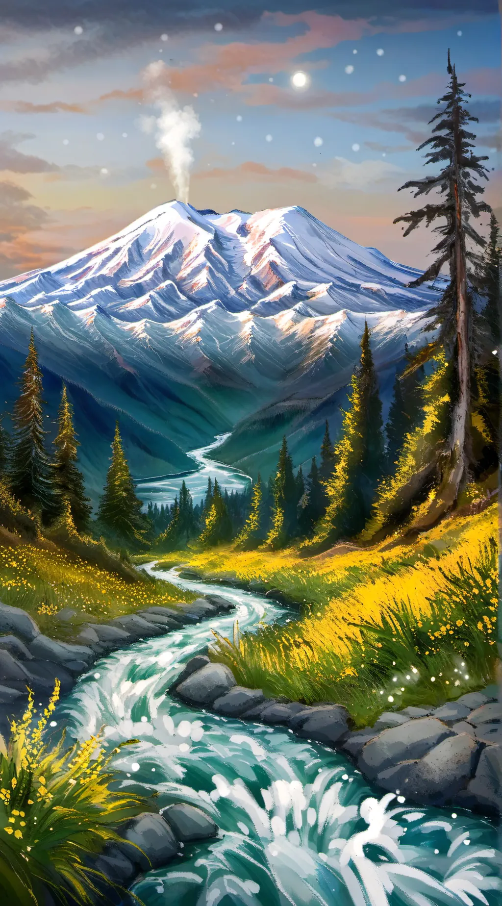 ai character: Mt Saint Helens background