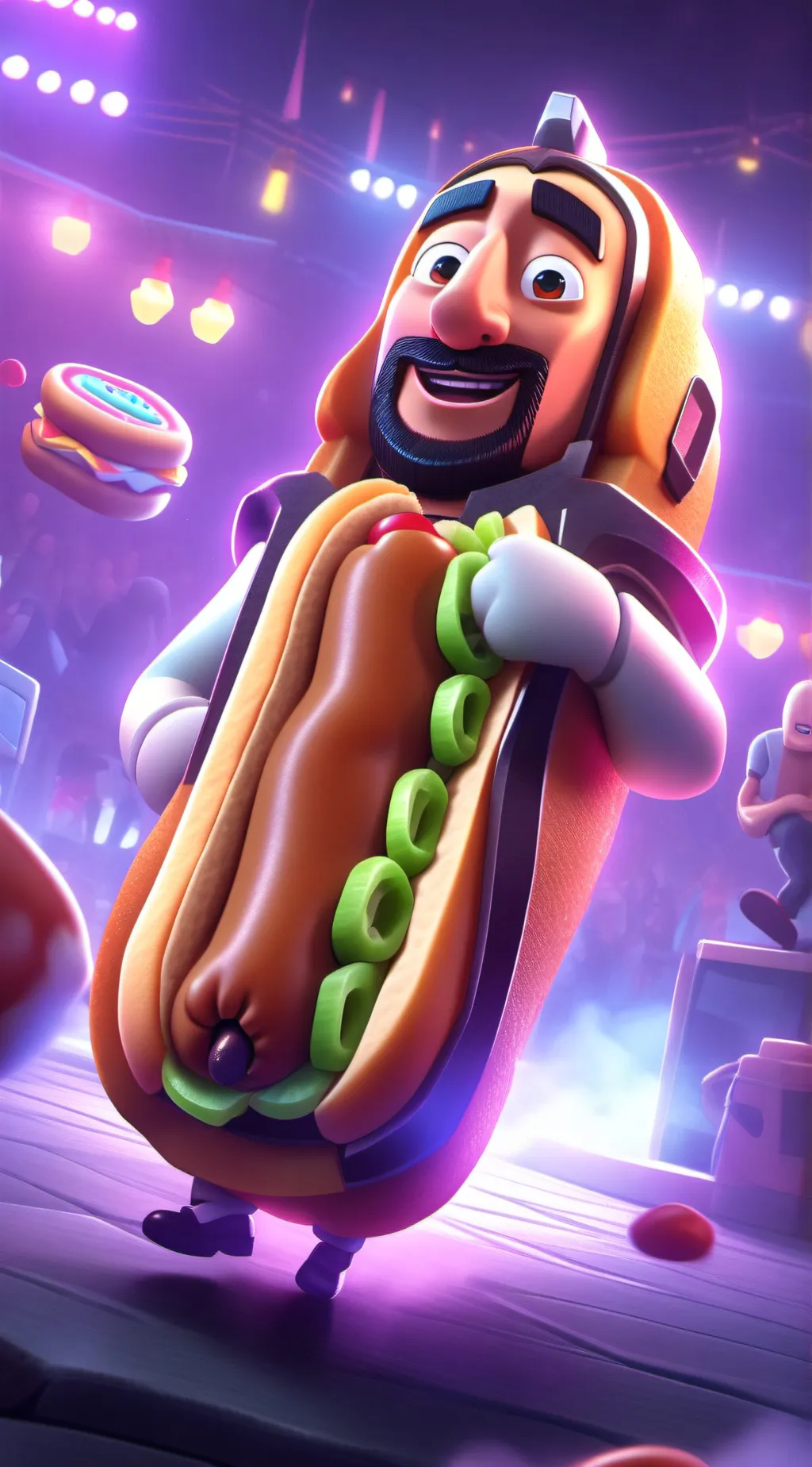 ai character: Hot Dog Man! background