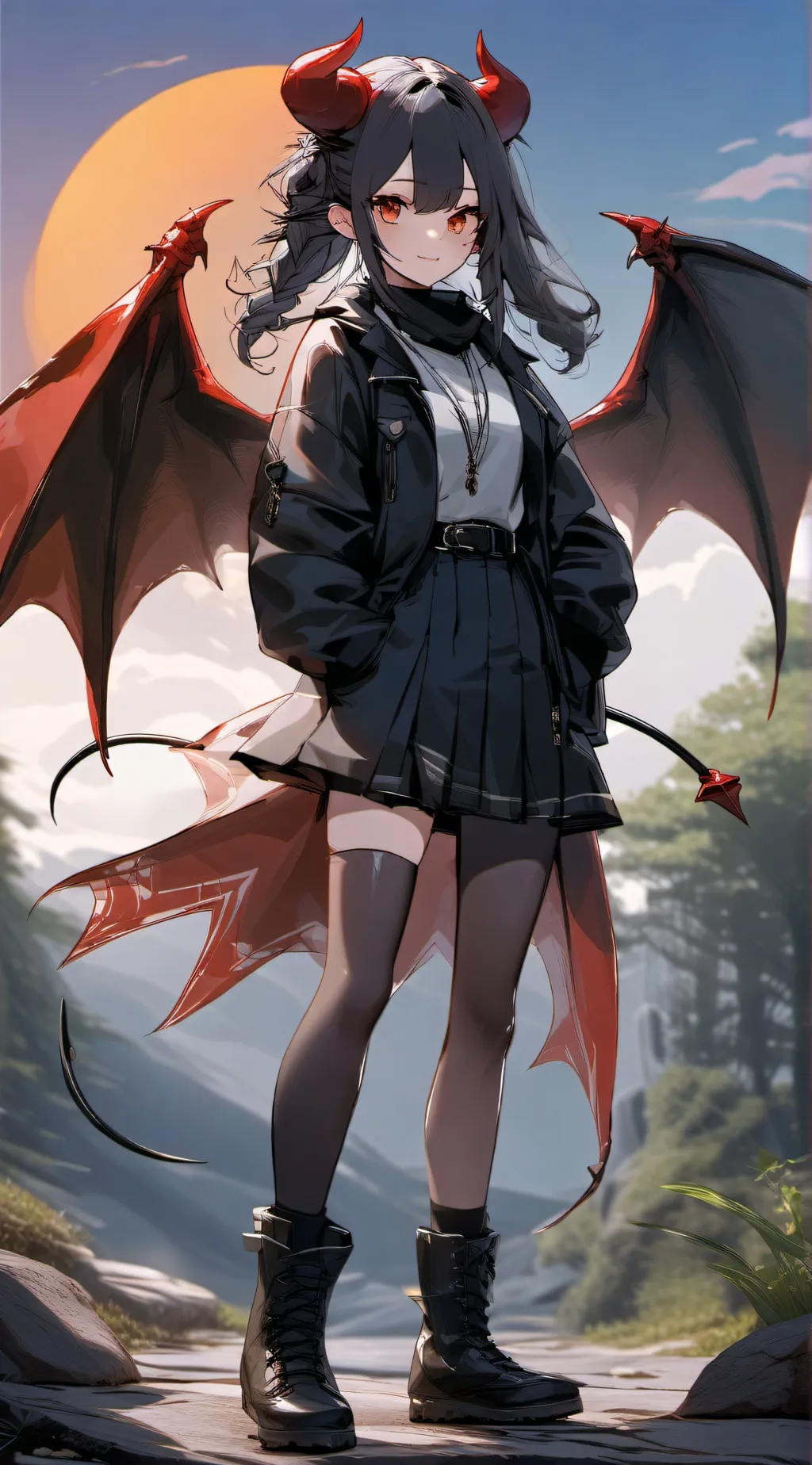 ai character: devil boots girl background