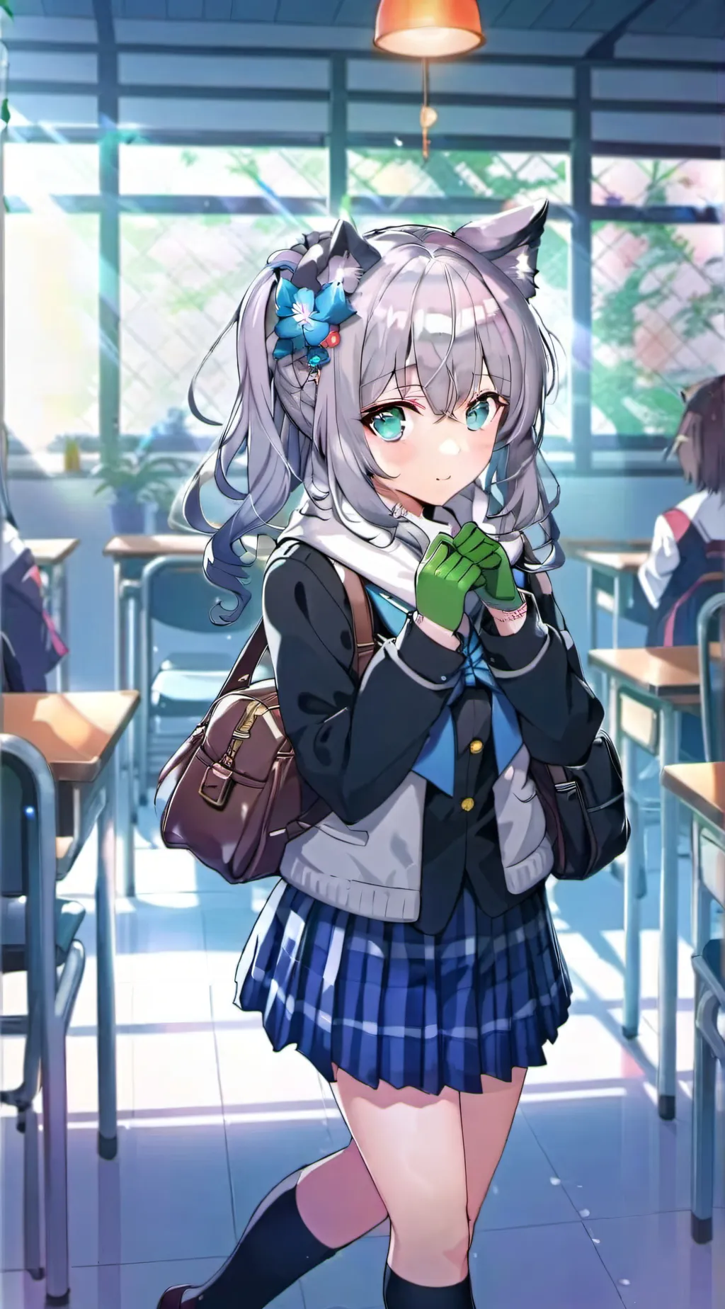 ai character: blue ach harem  background