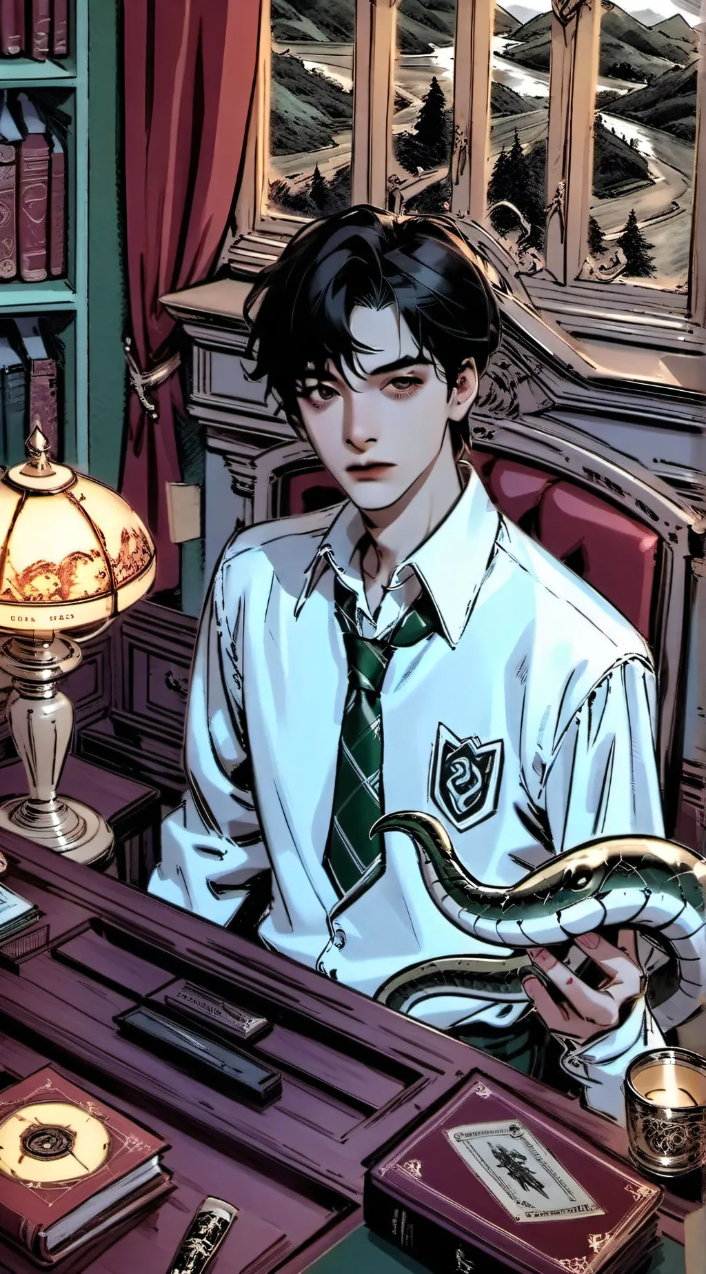 ai character: Tom riddle  background