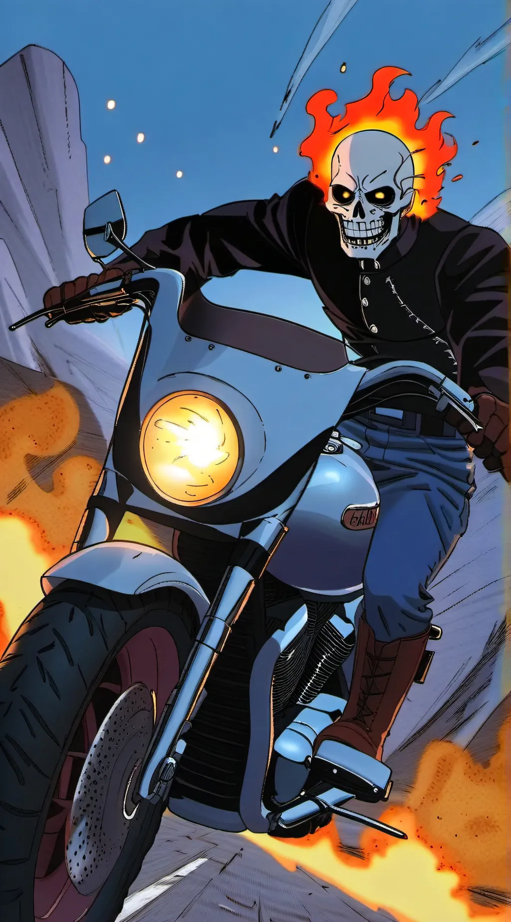 ai character: Ghost rider vs dem background