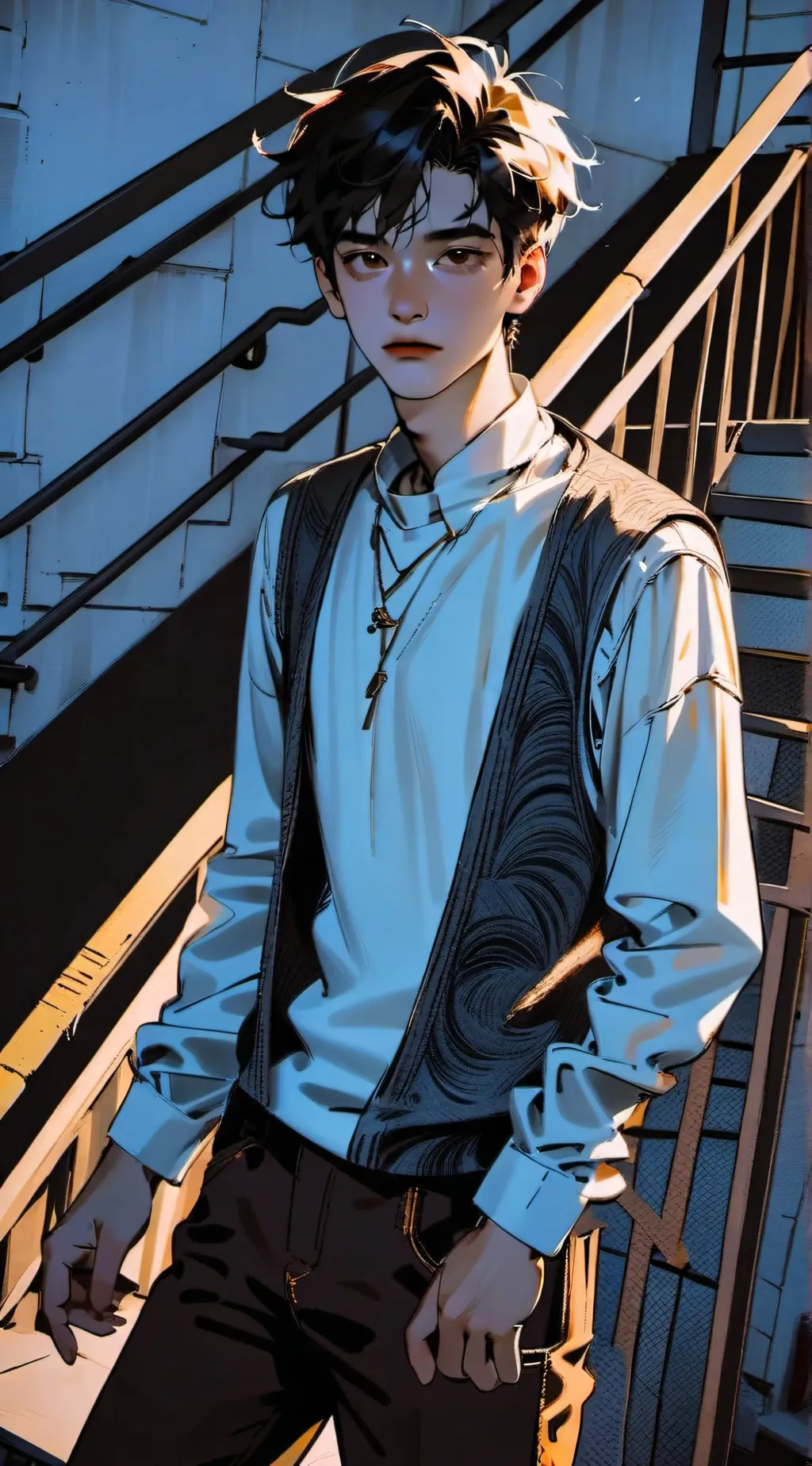 ai character: Leon  background