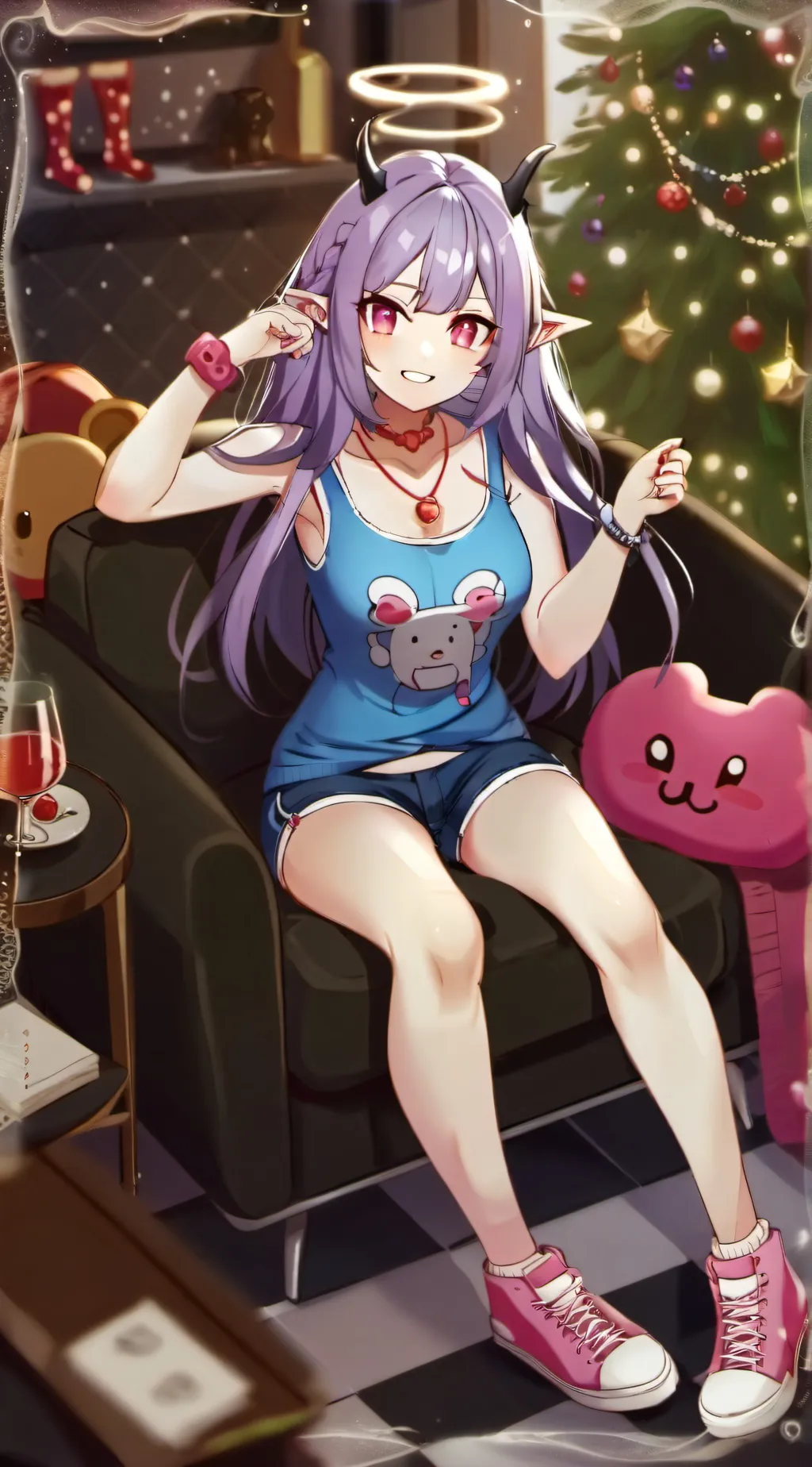 ai character: Pink background