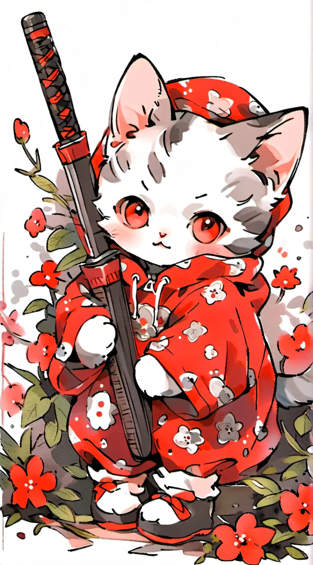 ai character: Strawberry kitten background
