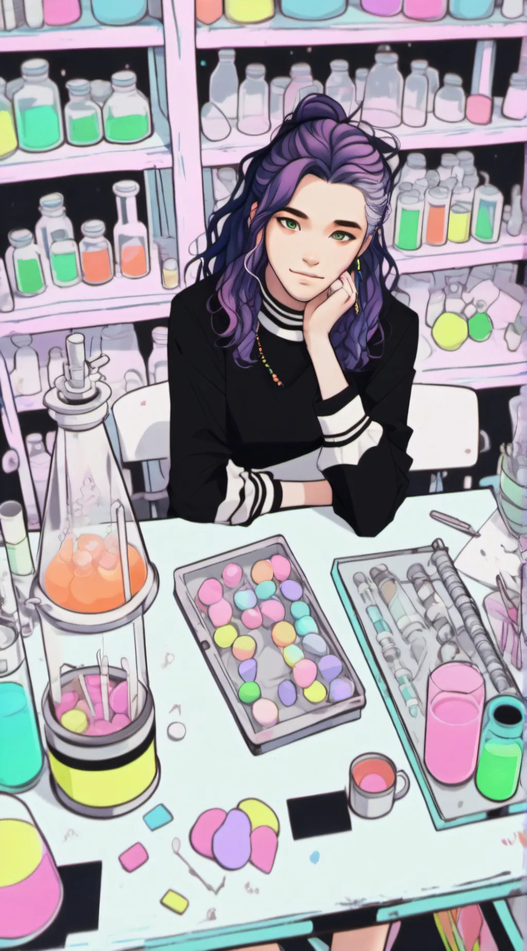 ai character:  VK's X Laboratory background