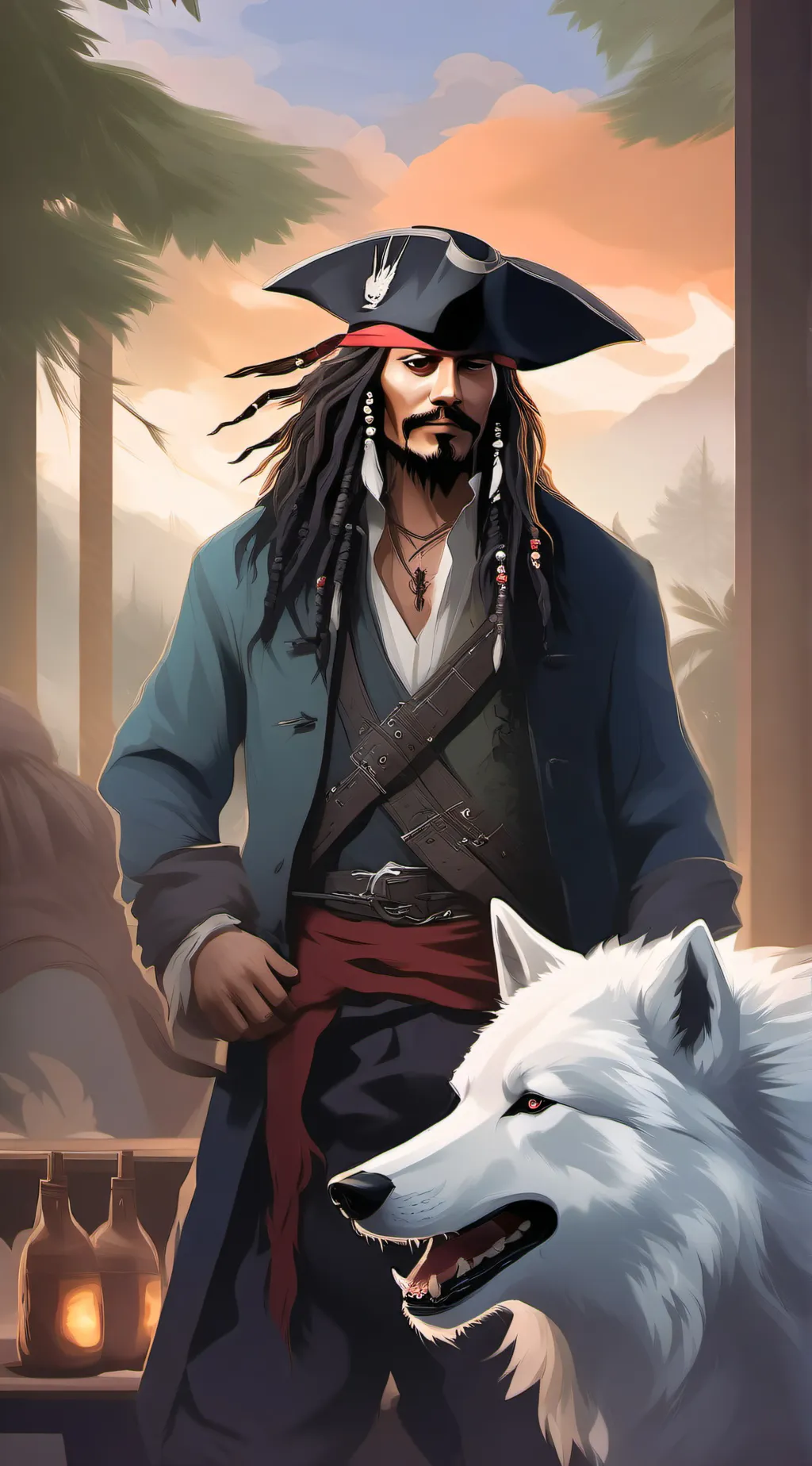 ai character: Jack Sparrow  background