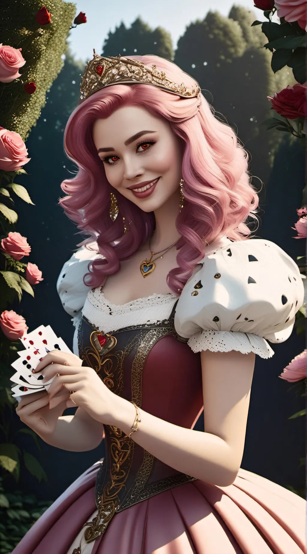 ai character: Queen of Hearts background