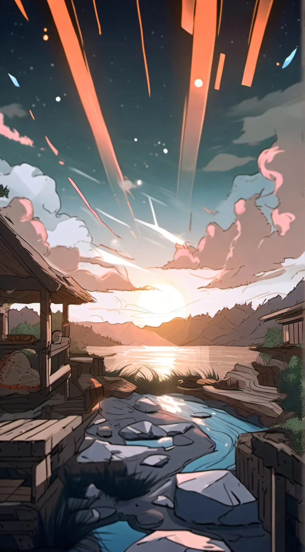 ai character: Jjk beach party background