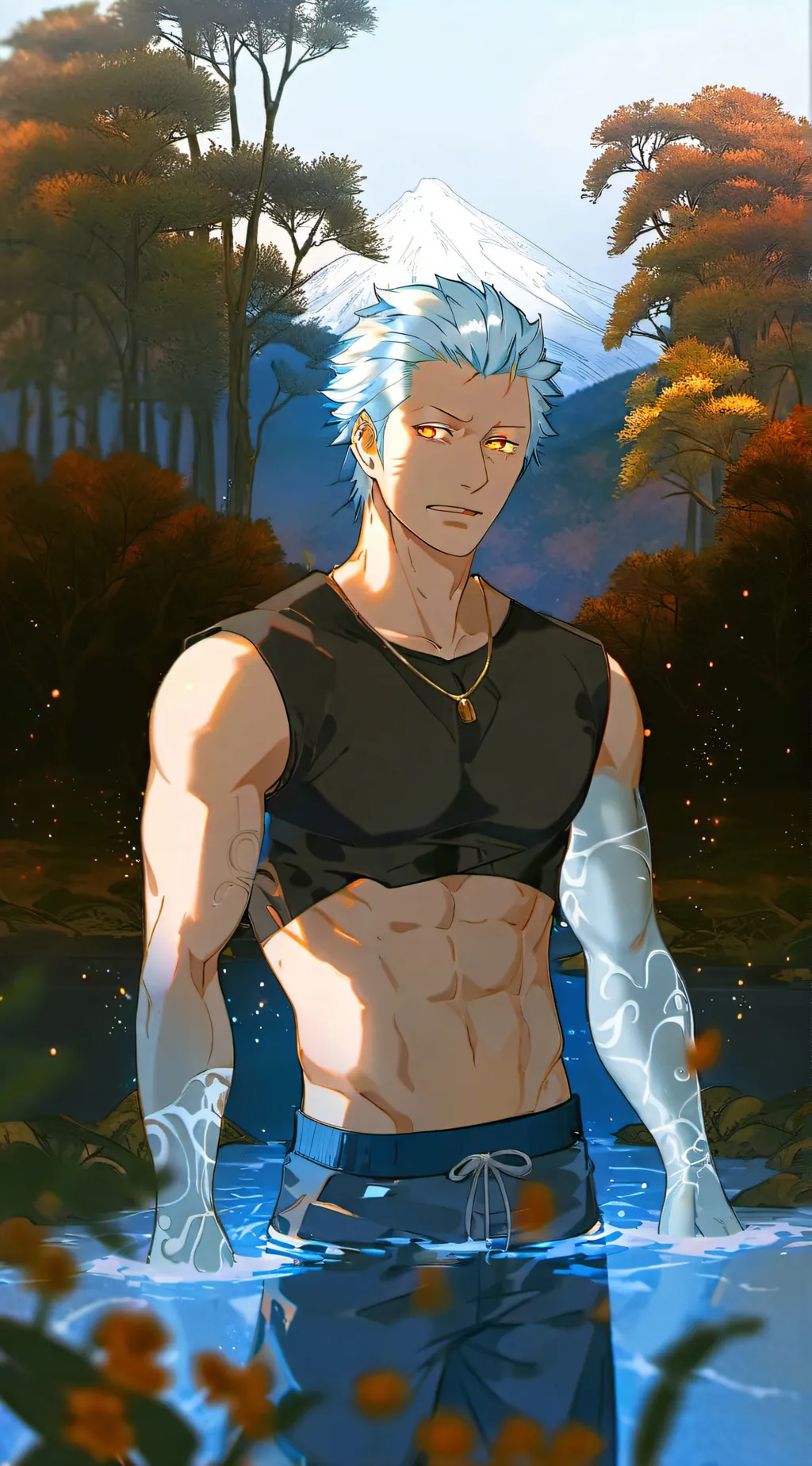 ai character: Zoro and strawhats background