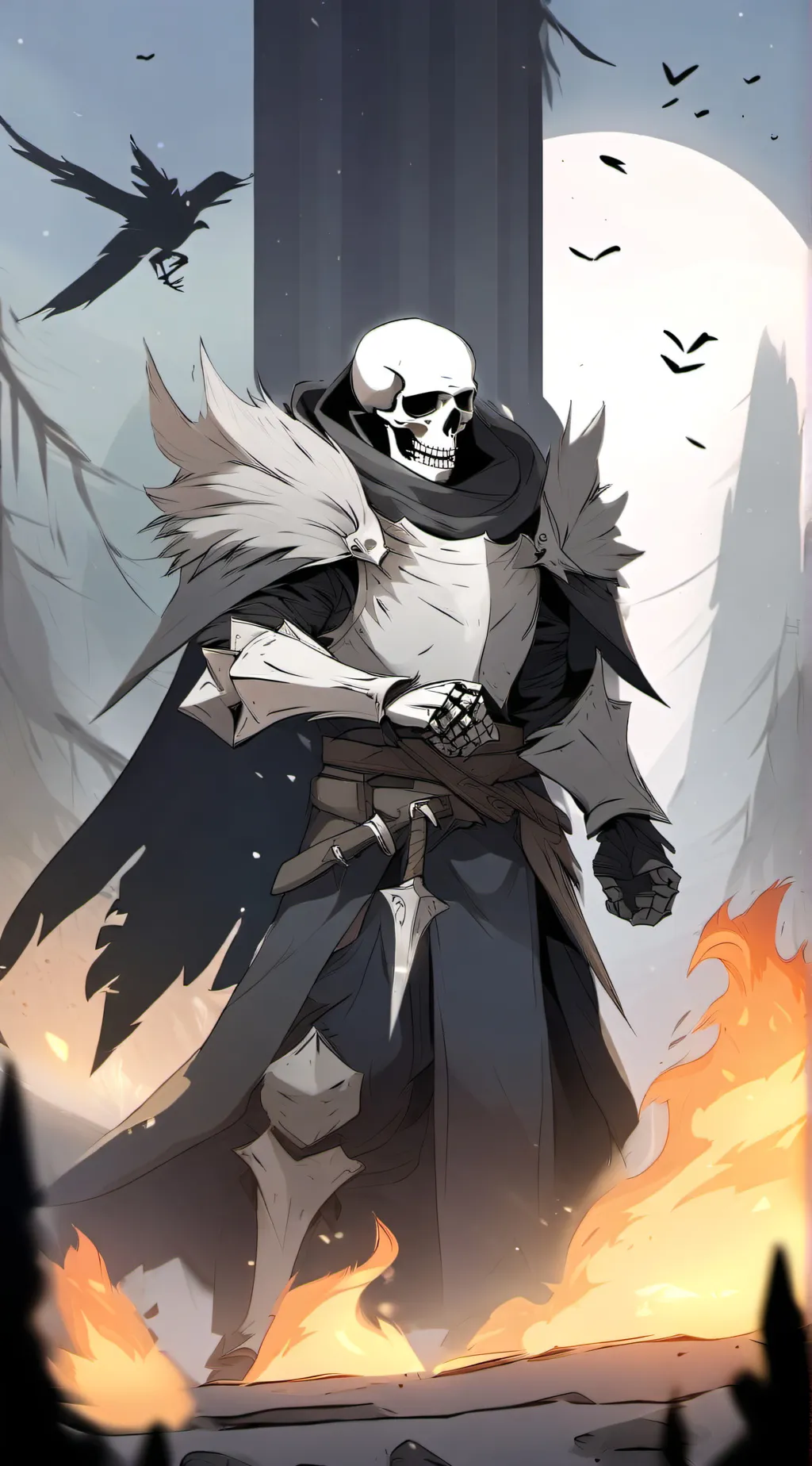 ai character: Skeleton night background