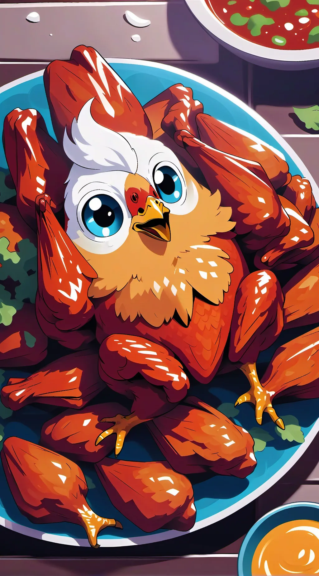 ai character: Fat Chicken background