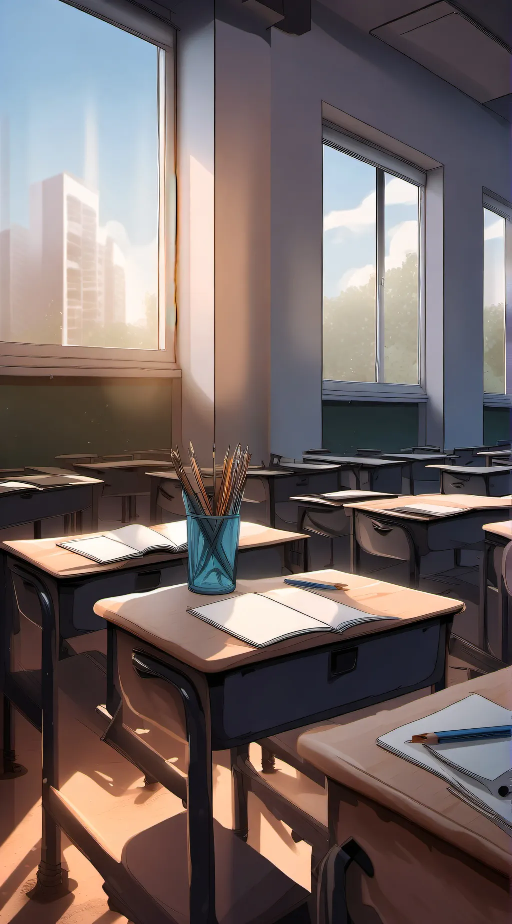 ai character: school lockdown background
