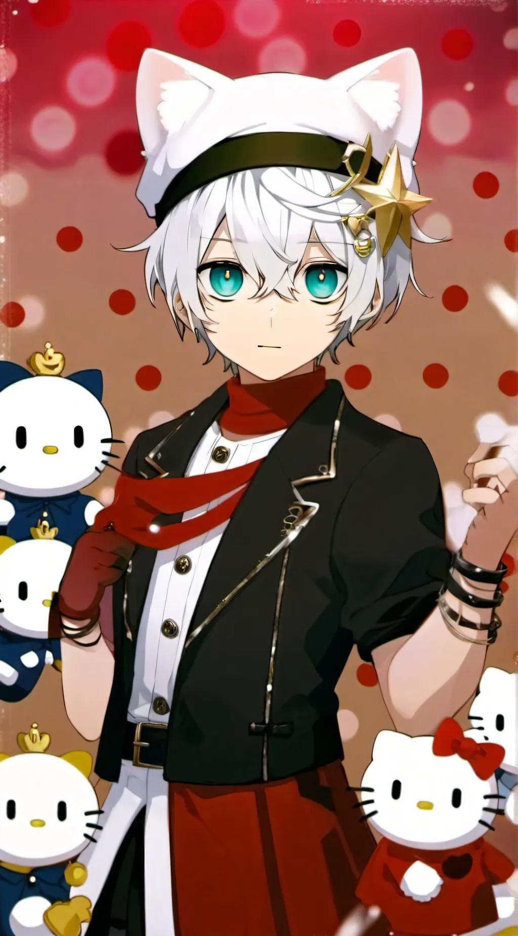 ai character: hello kitty (boy)💗 background