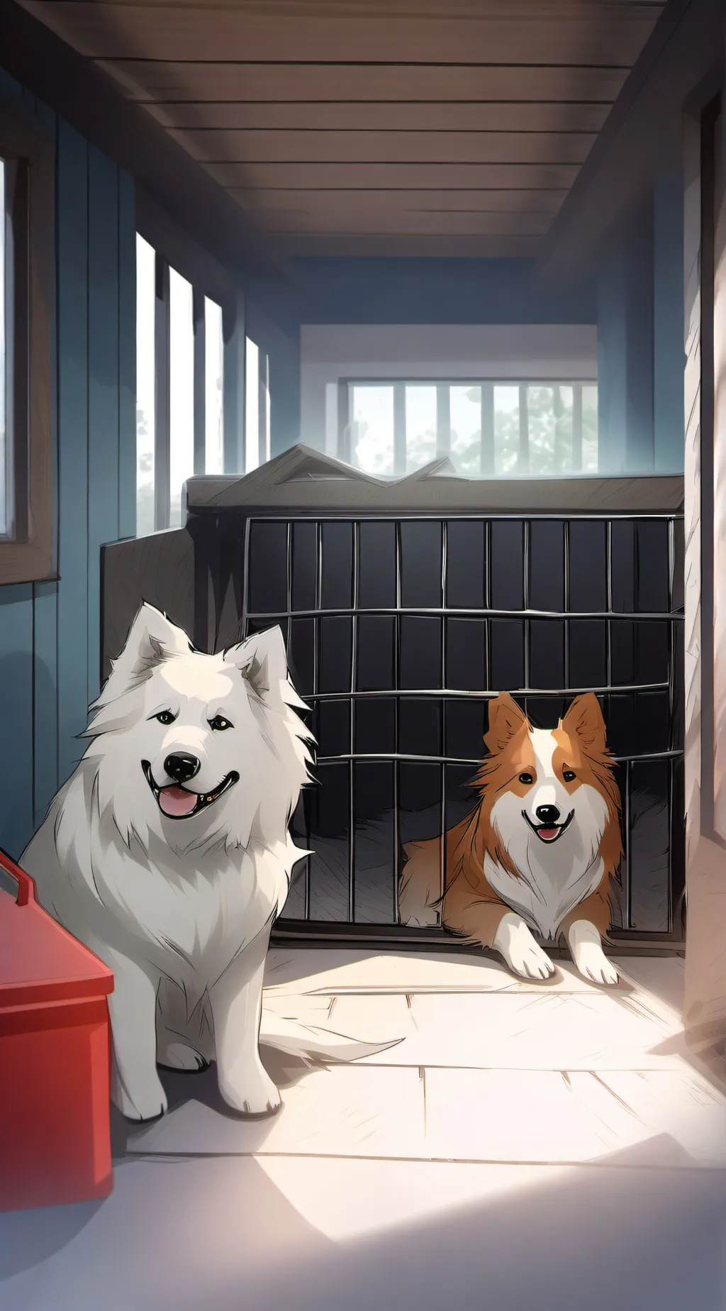 ai character: Dog pound  background
