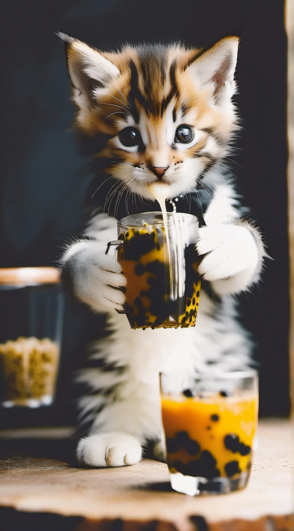 ai character: Kitten boba background