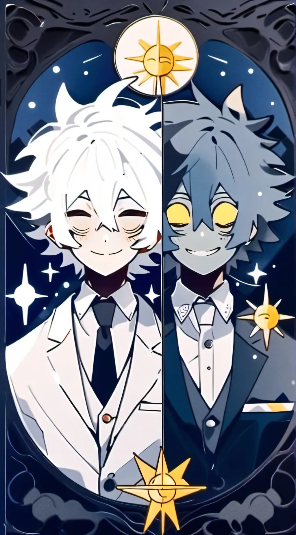 ai character: sun and moon maid background