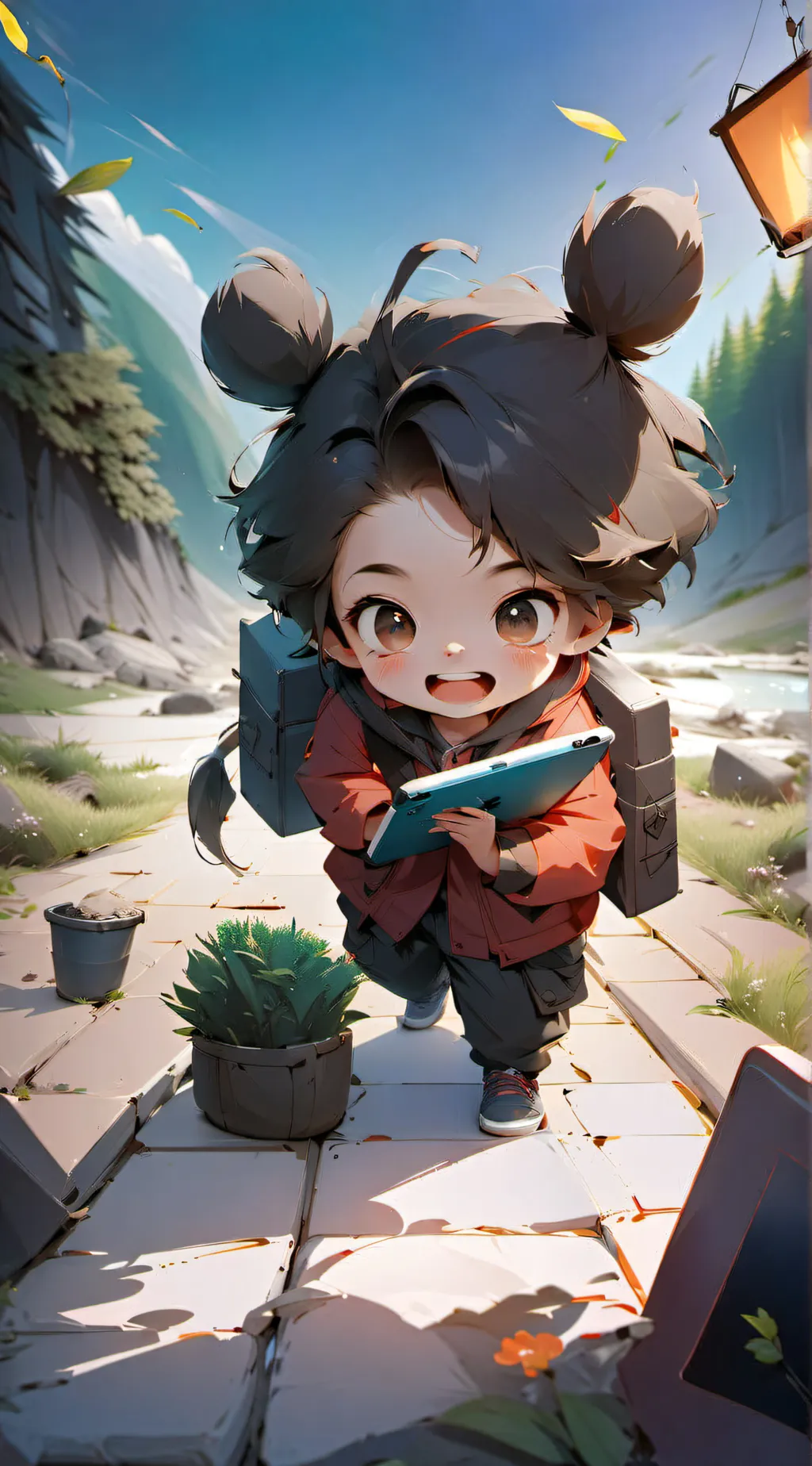ai character: 5yr old ipad kid background