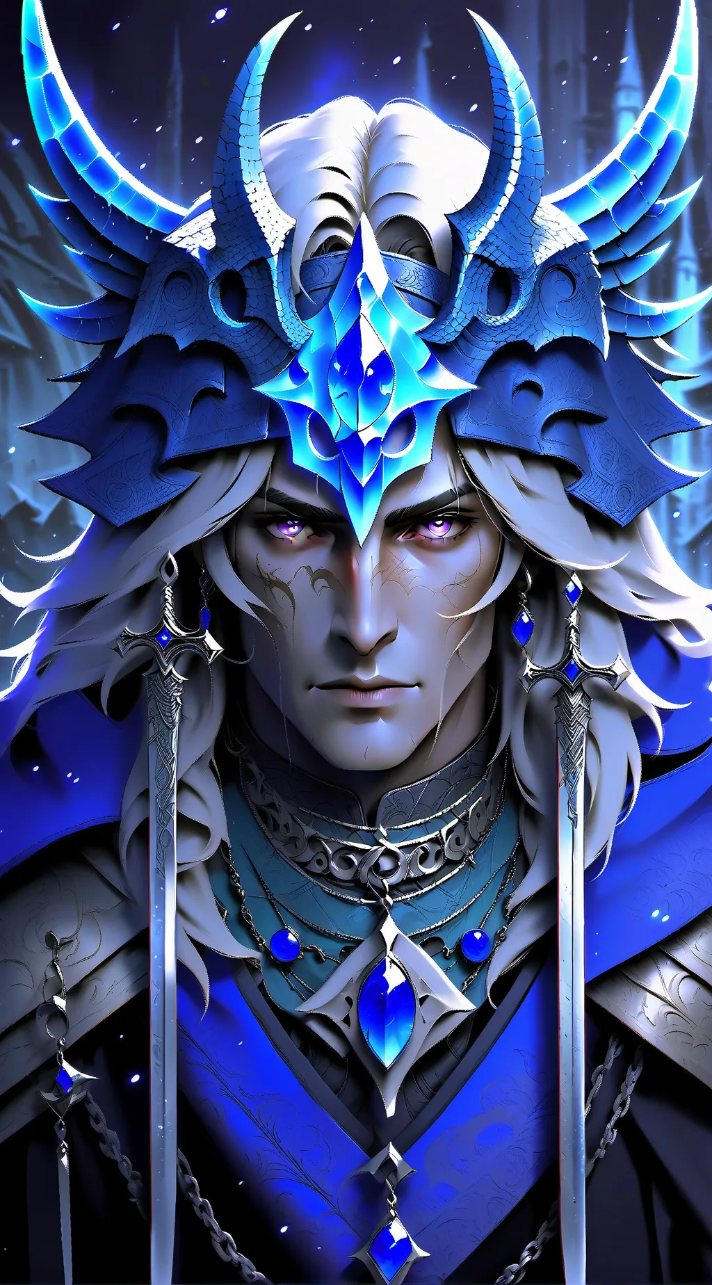 ai character: Blue darkness background