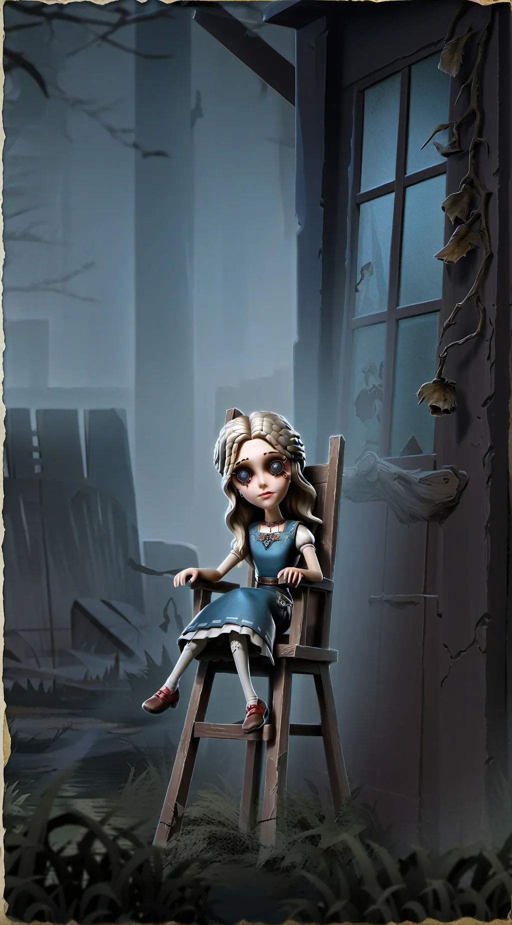 ai character: The haunted house. background