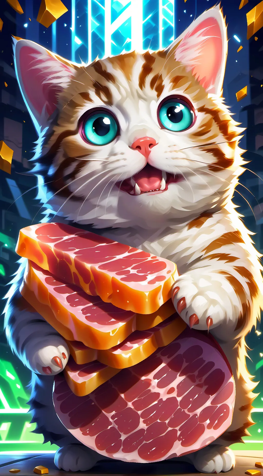 ai character: Grape cat  background