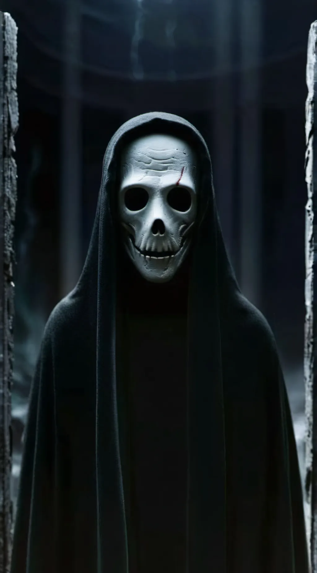 ai character: Ghost face  background
